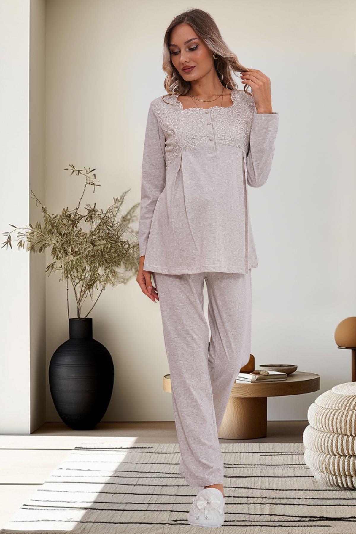 Mecit 6102 Vizon Hamile Lohusa Pijama Takımı