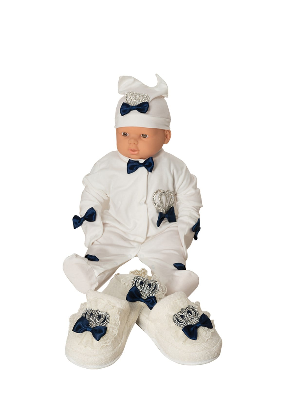 MECIT Baby Rompers 5 Pieces Maternity Slipper and Crown Set