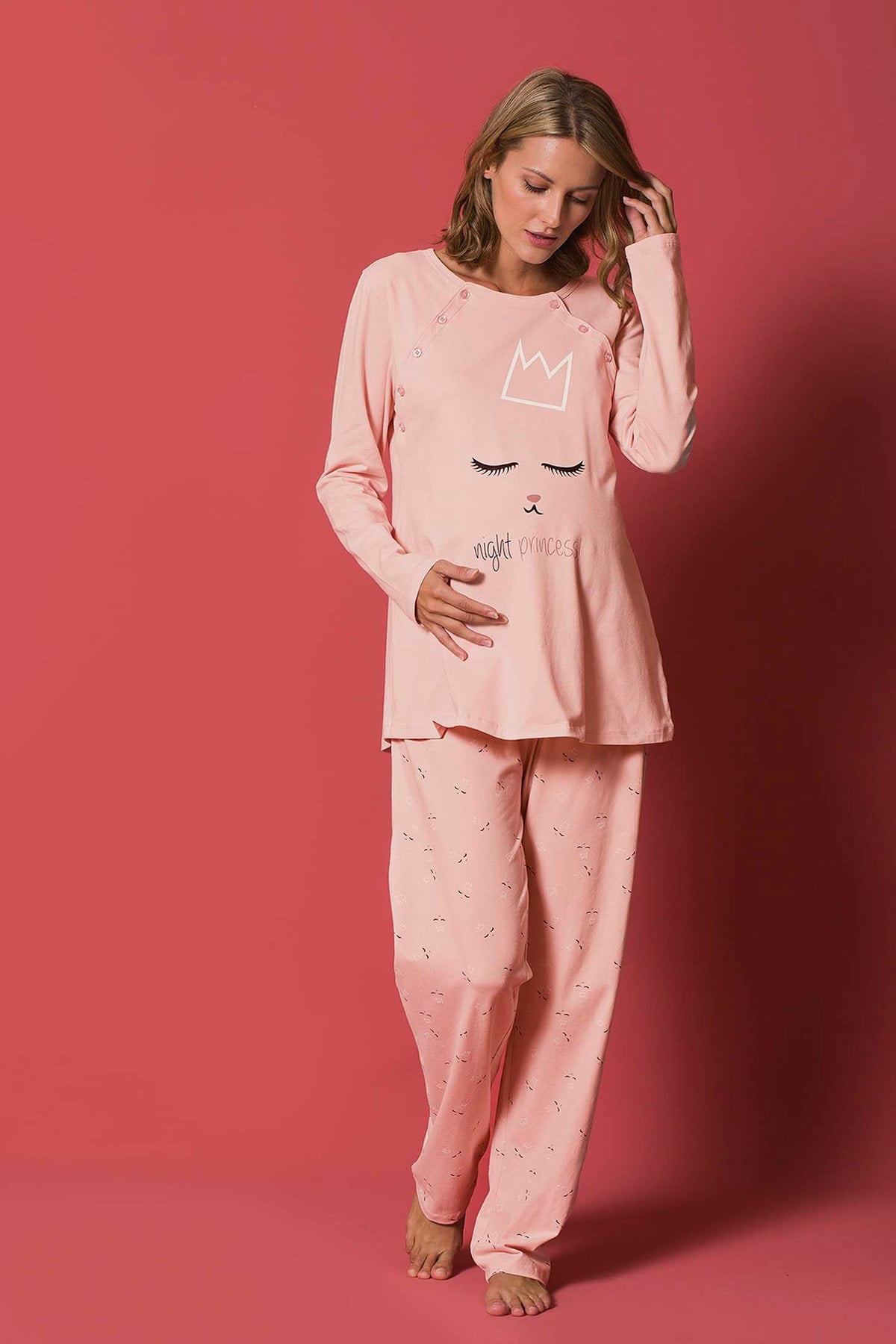 Monamise 18184 Baskılı Lohusa Pijama Takımı