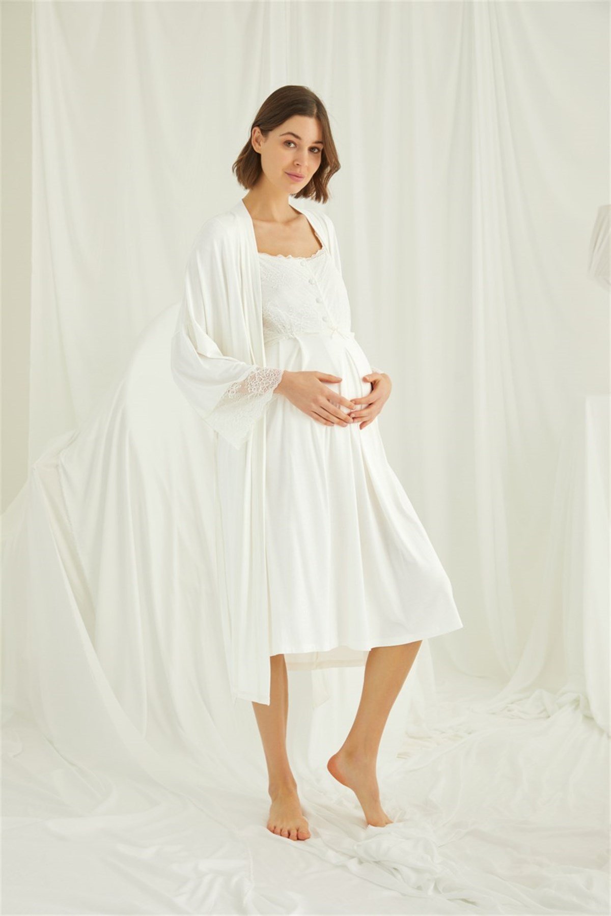 Monamise 18202 Maternity Nightgown with Robe Set