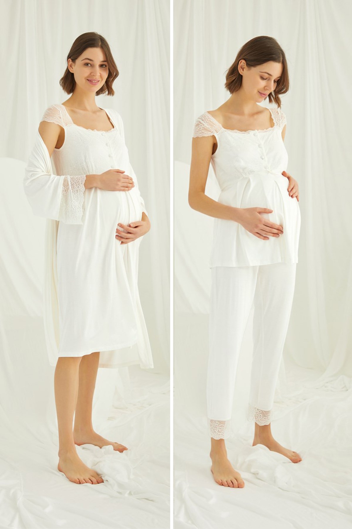 Monamise 18202303 Dantel Detaylı 4'lü Lohusa Seti