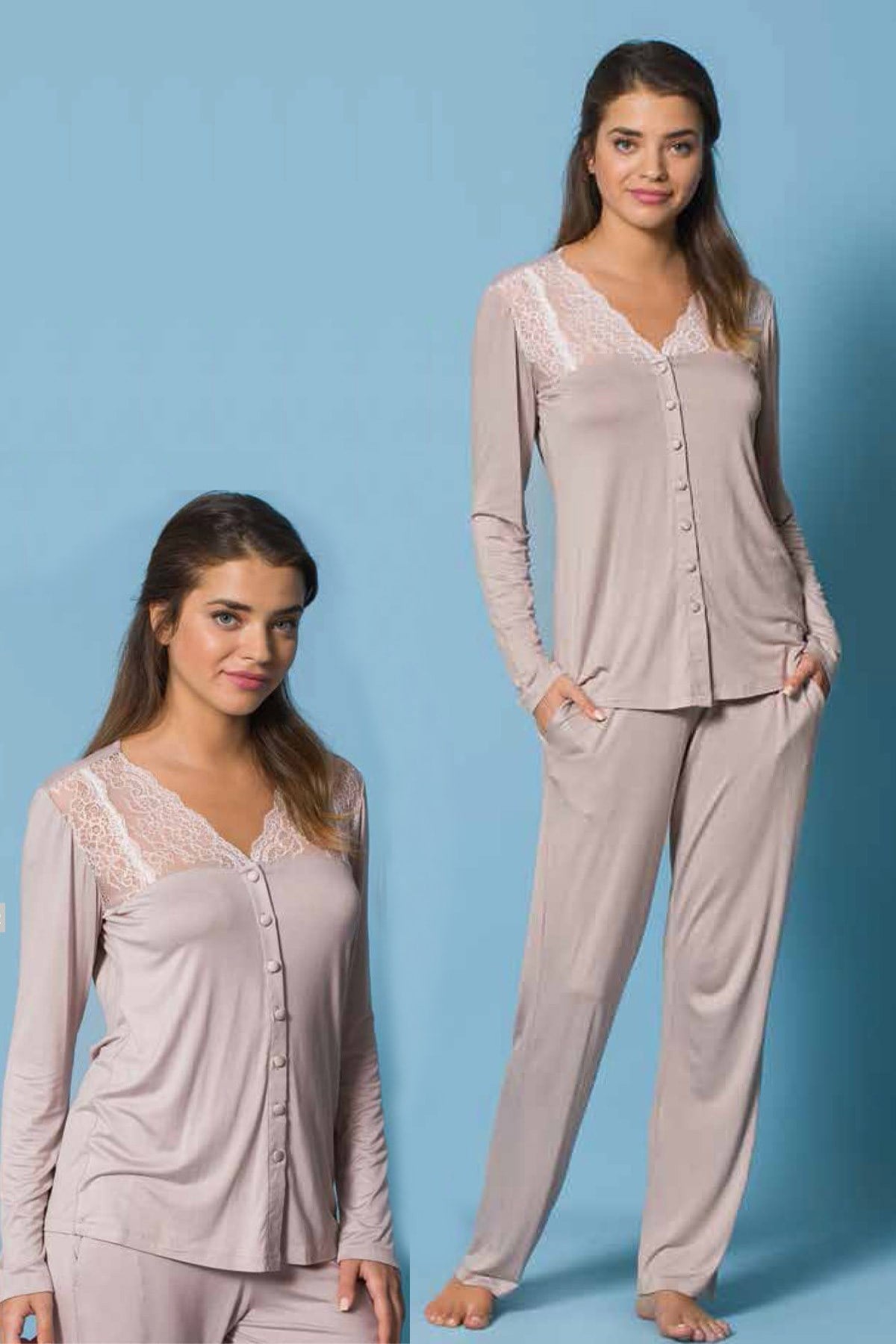 Monamise 18205 Önden Düğmeli Lohusa Pijama Takım