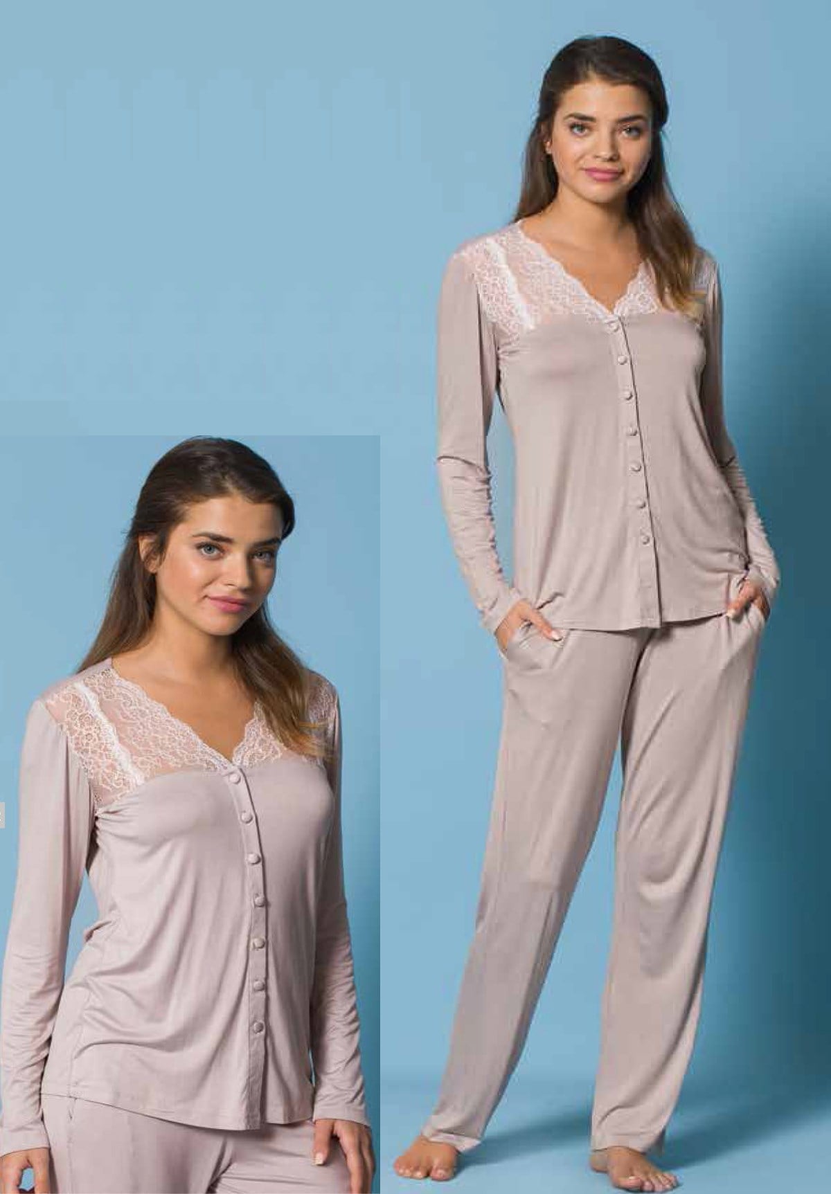 Monamise 18205 Önden Düğmeli Lohusa Pijama Takımı