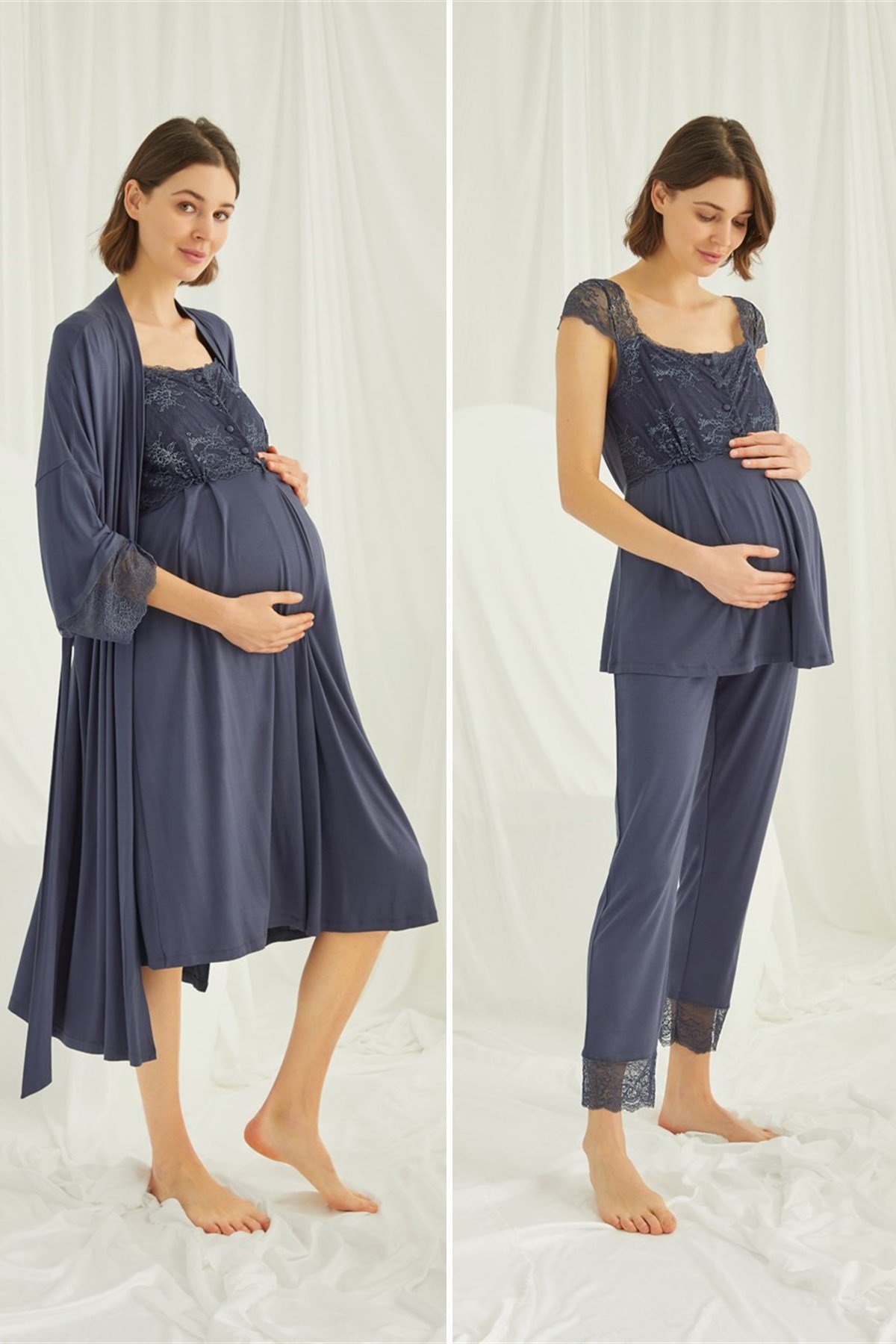 Monamise 18210305 Dantel Detaylı 4'lü Lohusa Seti