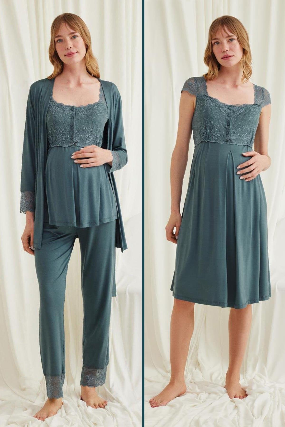 Monamise 1853536 Dantel Detaylı 4'lü Lohusa Seti