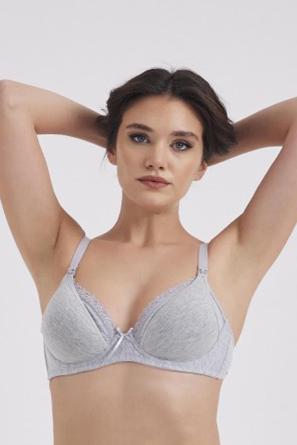 Moonlight 10879 Gri Dantelli Emzirme Sütyeni