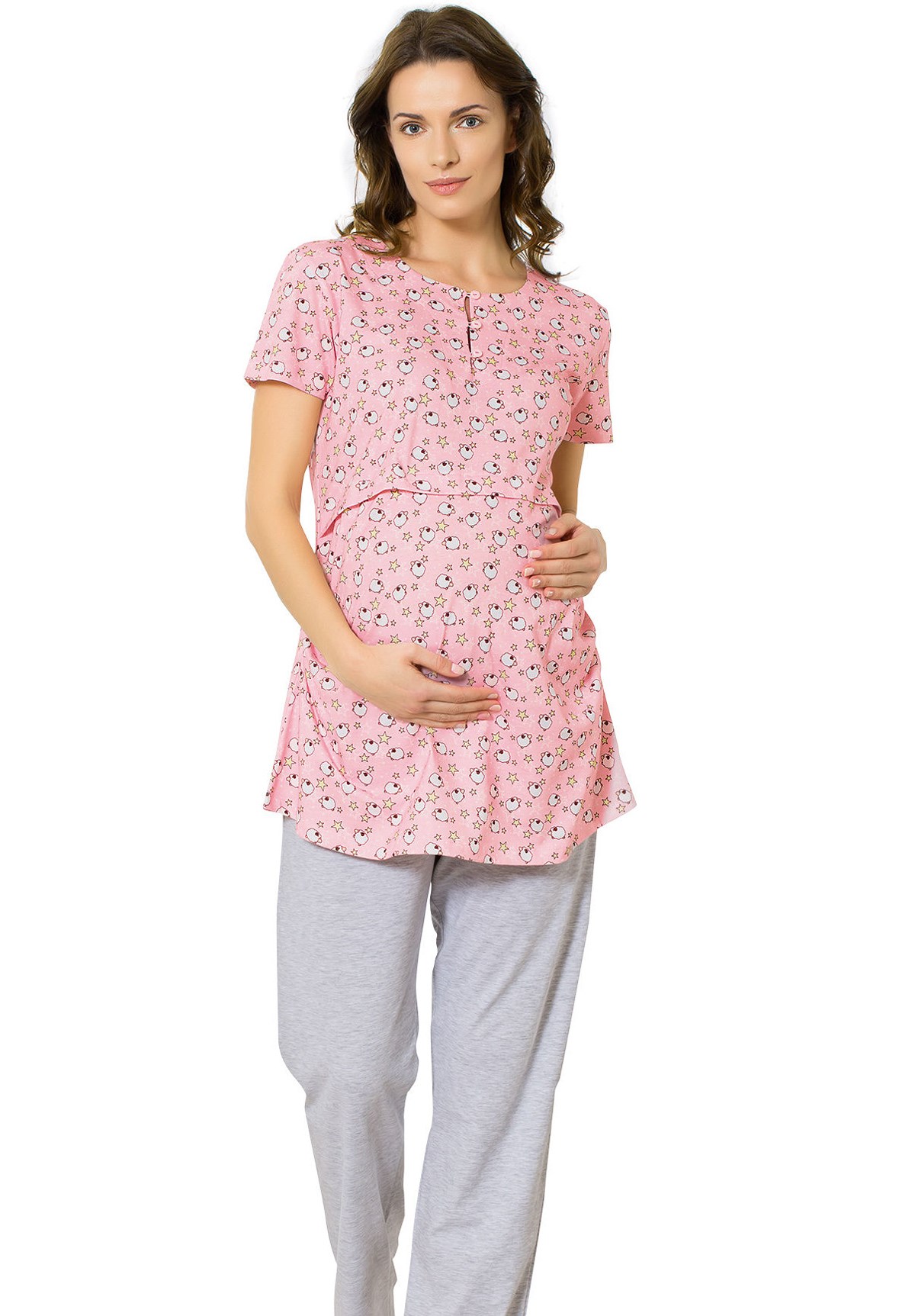 Özkan 24005 Desenli Lohusa Hamile Pijama Takım