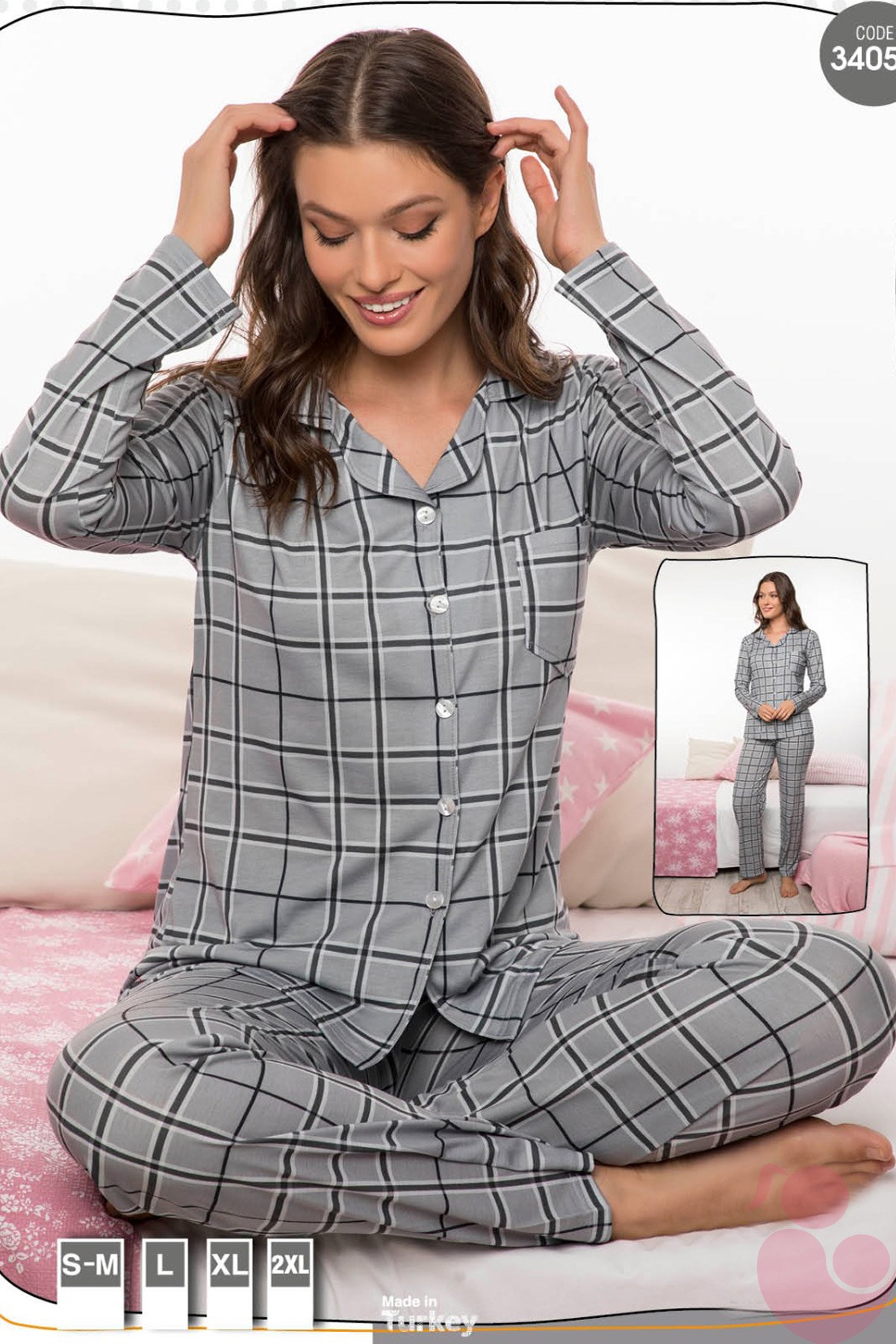 Par Detaylı 34050 Önden Düğmeli Lohusa Pijama