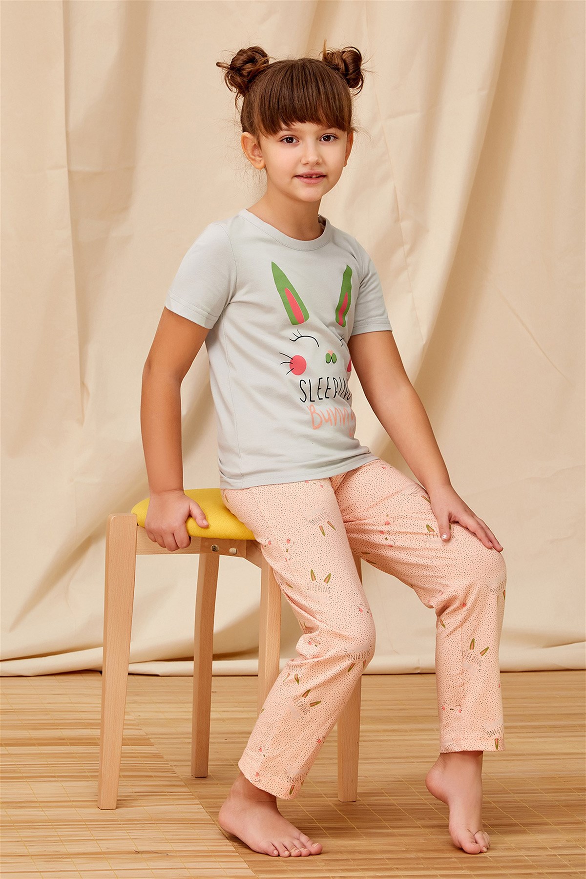 Pikidor 155pk Kız Çocuk Gri Pijama Takım