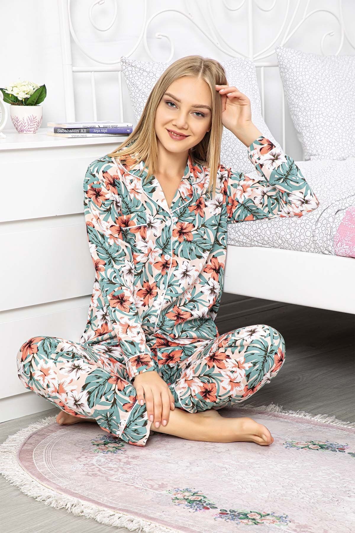 Polat Yıldız 60356 Önden Düğmeli Lohusa Pijama Takımı