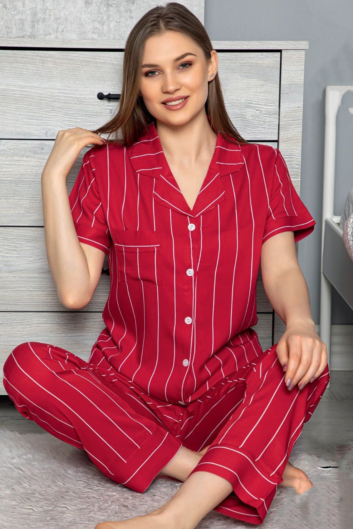 Polat Yıldız 60405 Önden Düğmeli Lohusa Pijama Takımı