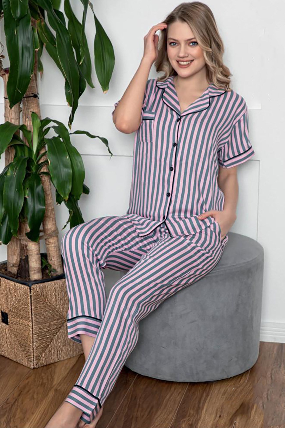 Polat Yıldız 60423 Önden Düğmeli Lohusa Pijama Takımı