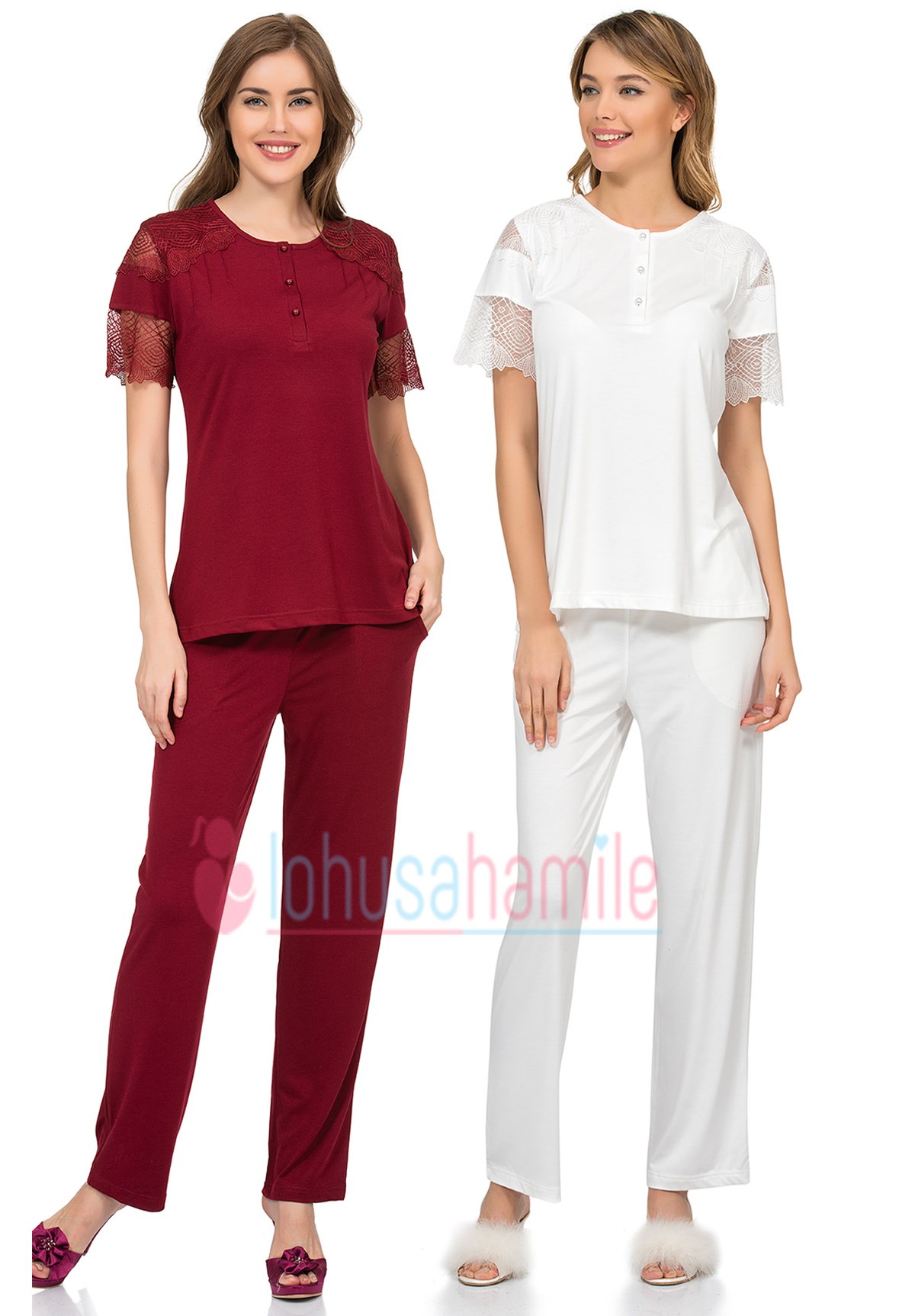 Poleren 5957 Lace Detailed Maternity Pajama Sets