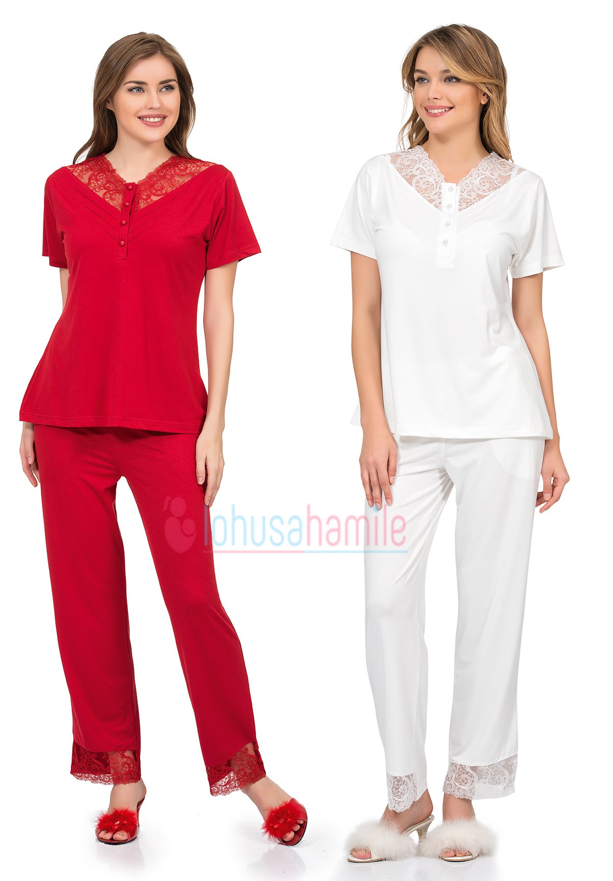Poleren 5959 Dantel Detaylı Lohusa Pijama Takımı