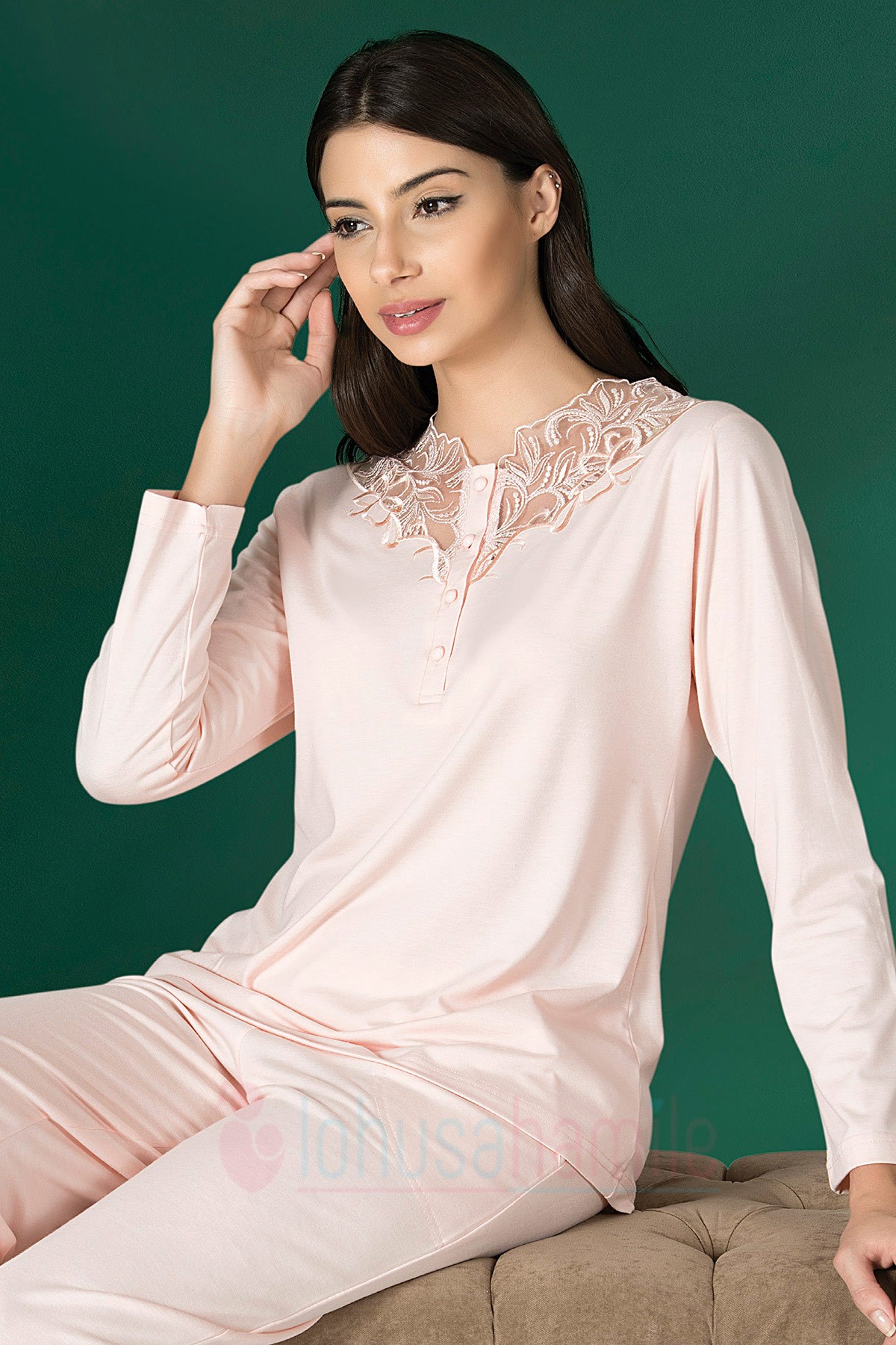 Poleren 6385 Pembe Lohusa Pijama Takımı