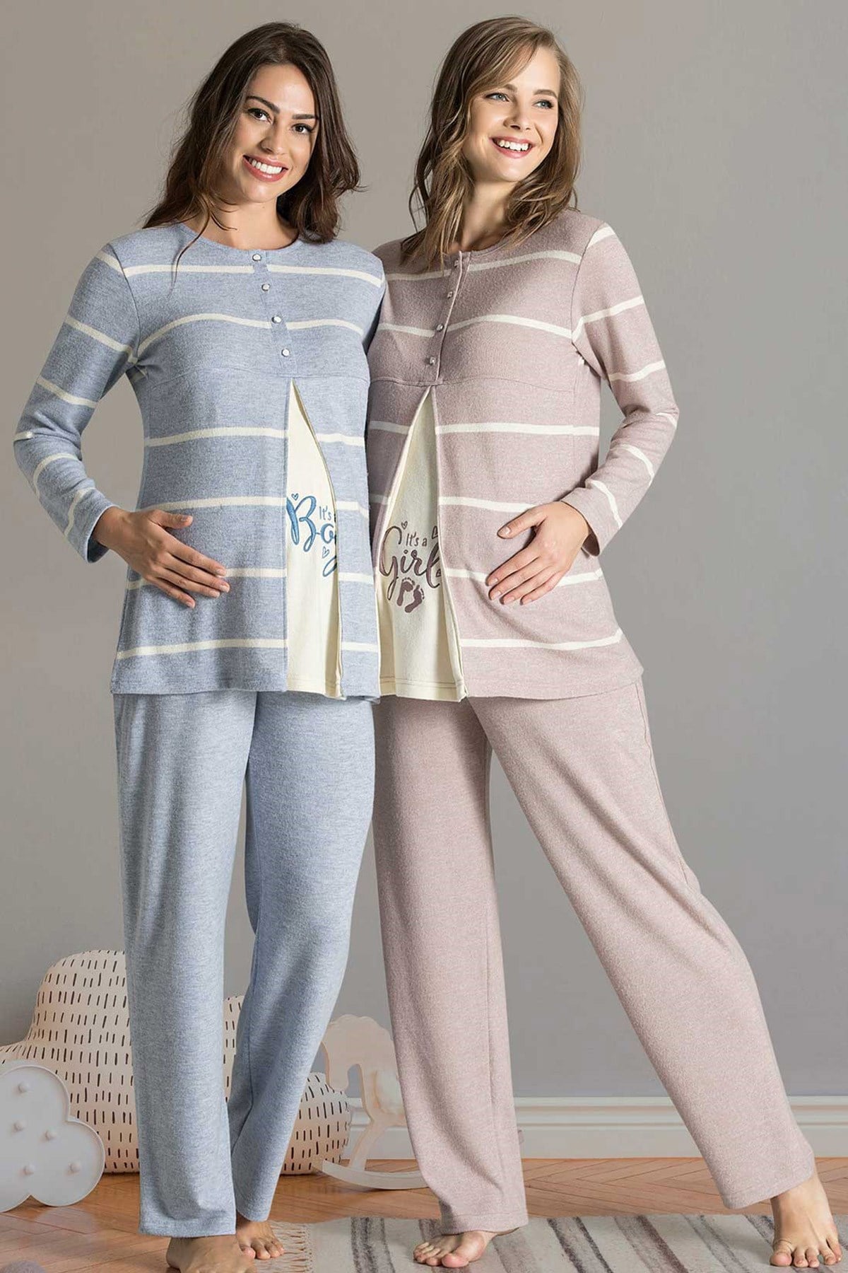 Poleren 6583 Desenli Lohusa Pijama