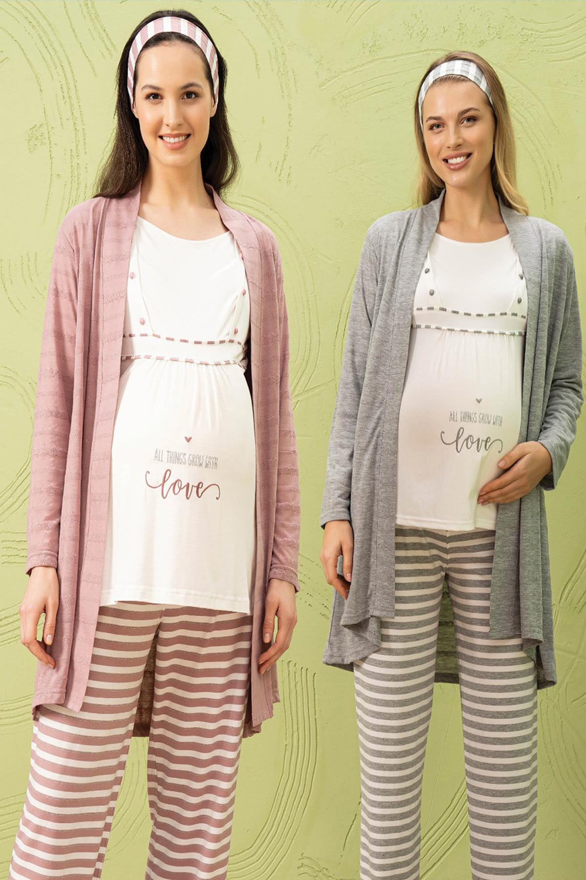 Poleren 7972 Sabahlıklı Lohusa Pijama Takımı