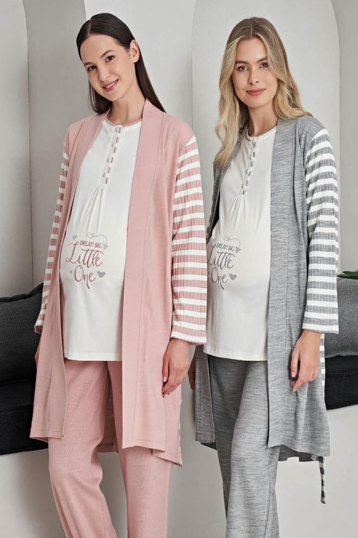 Poleren 8162 Sabahlıklı Lohusa Pijama Takımı