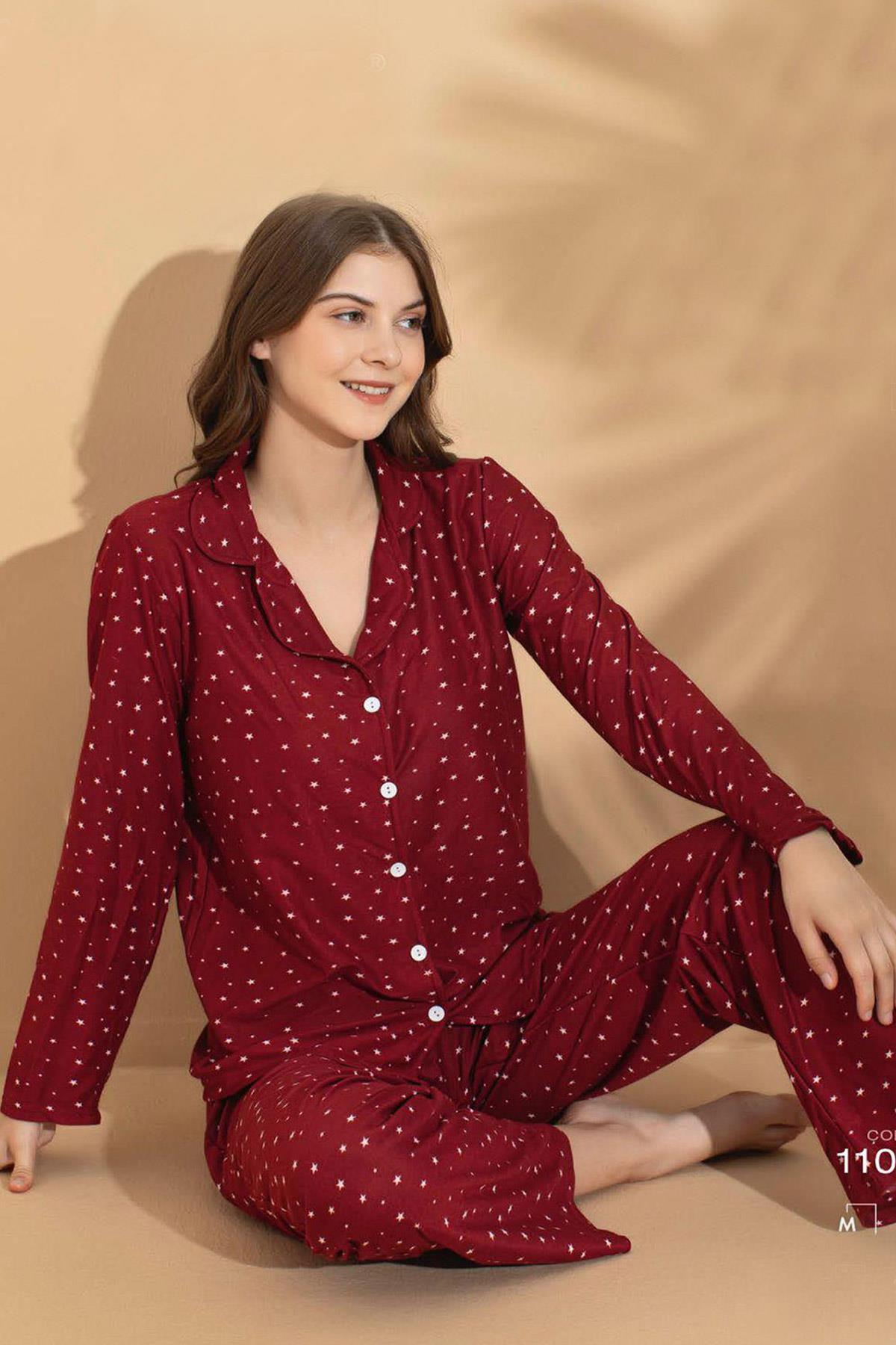 Polkan 11073 Önden Düğmeli Lohusa Pijama Takımı