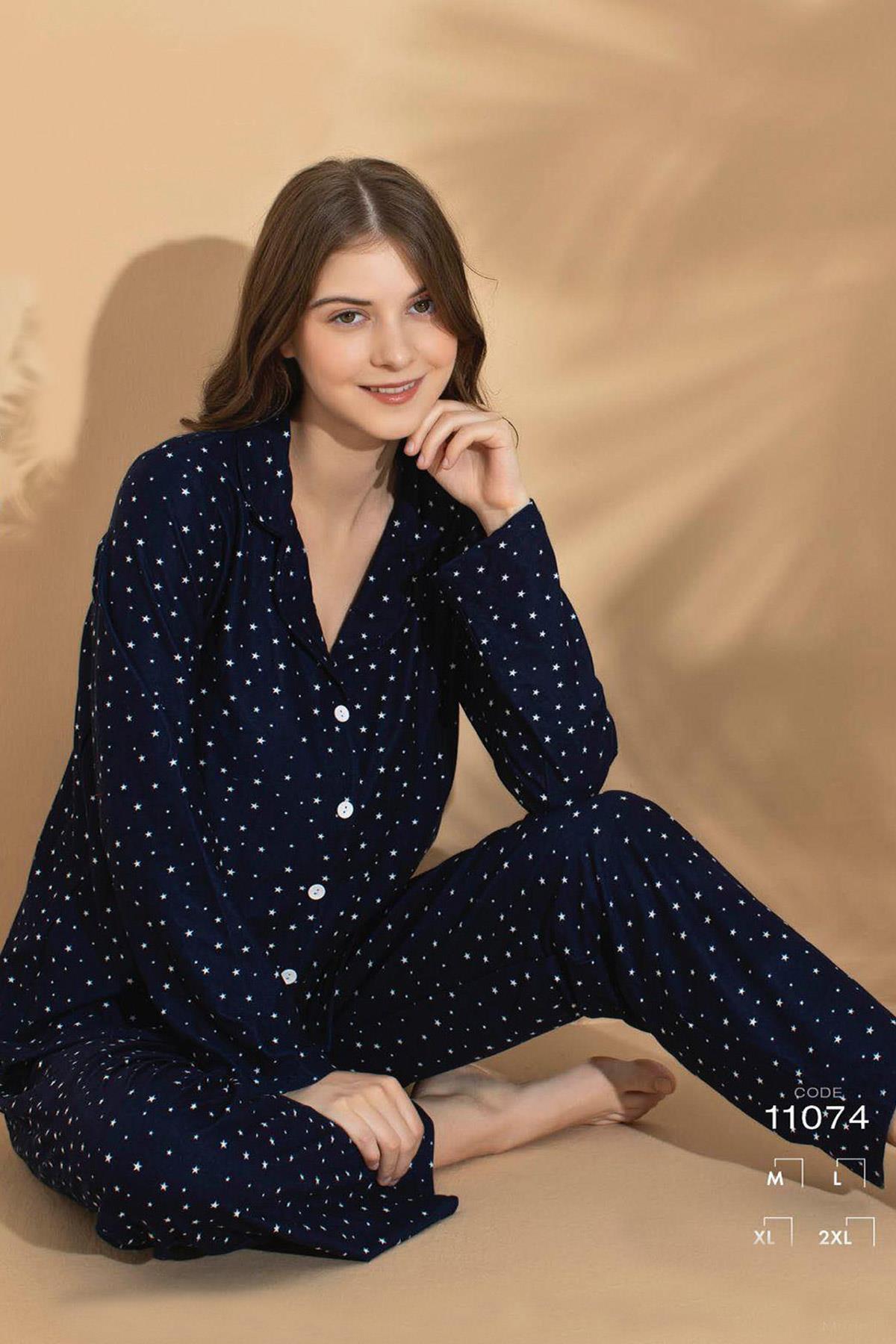 Polkan 11074 Önden Düğmeli Lohusa Pijama Takımı