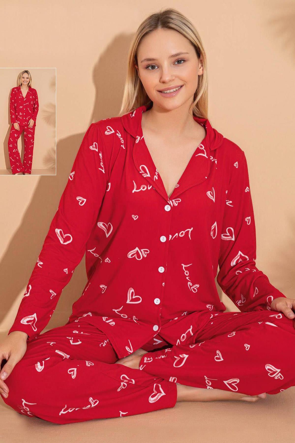 Polkan 11087 Önden Düğmeli Lohusa Pijama Takımı