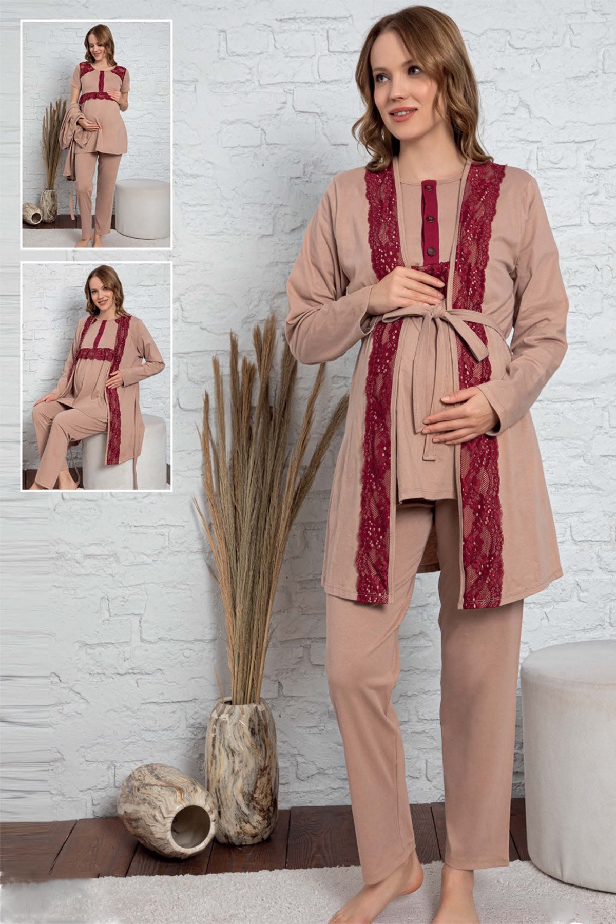 Polkan 13125 Mom Sabahlıklı Lohusa Pijama Takımı