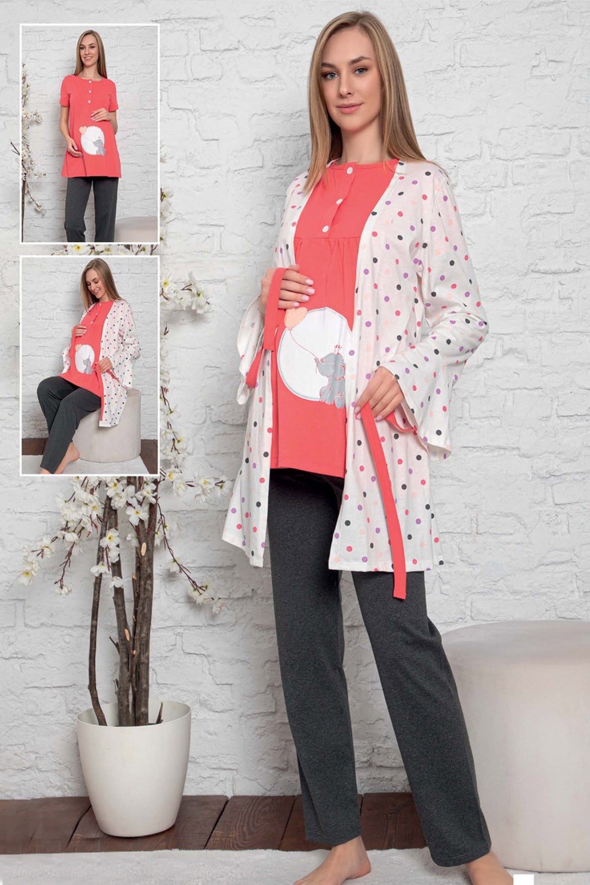 Polkan 13129 New Mom Sabahlıklı Lohusa Pijama Takımı