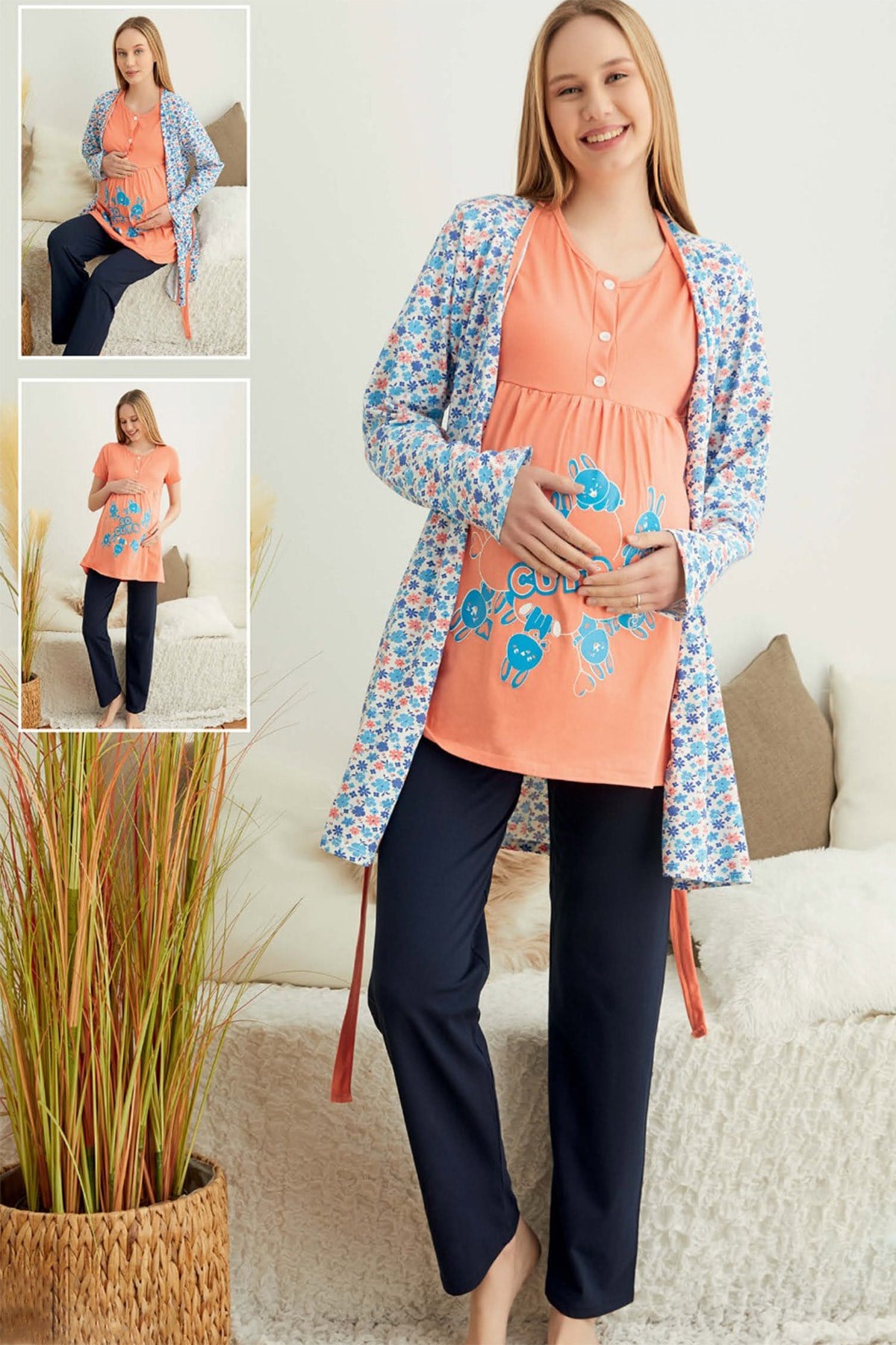 Polkan 13134 Mom Sabahlıklı Lohusa Pijama Takımı
