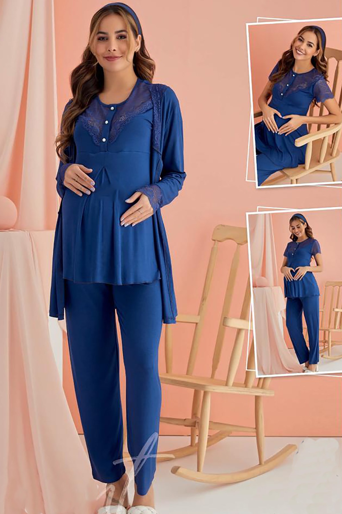 Polkan 36003 Mom Sabahlıklı Lohusa Pijama Takımı