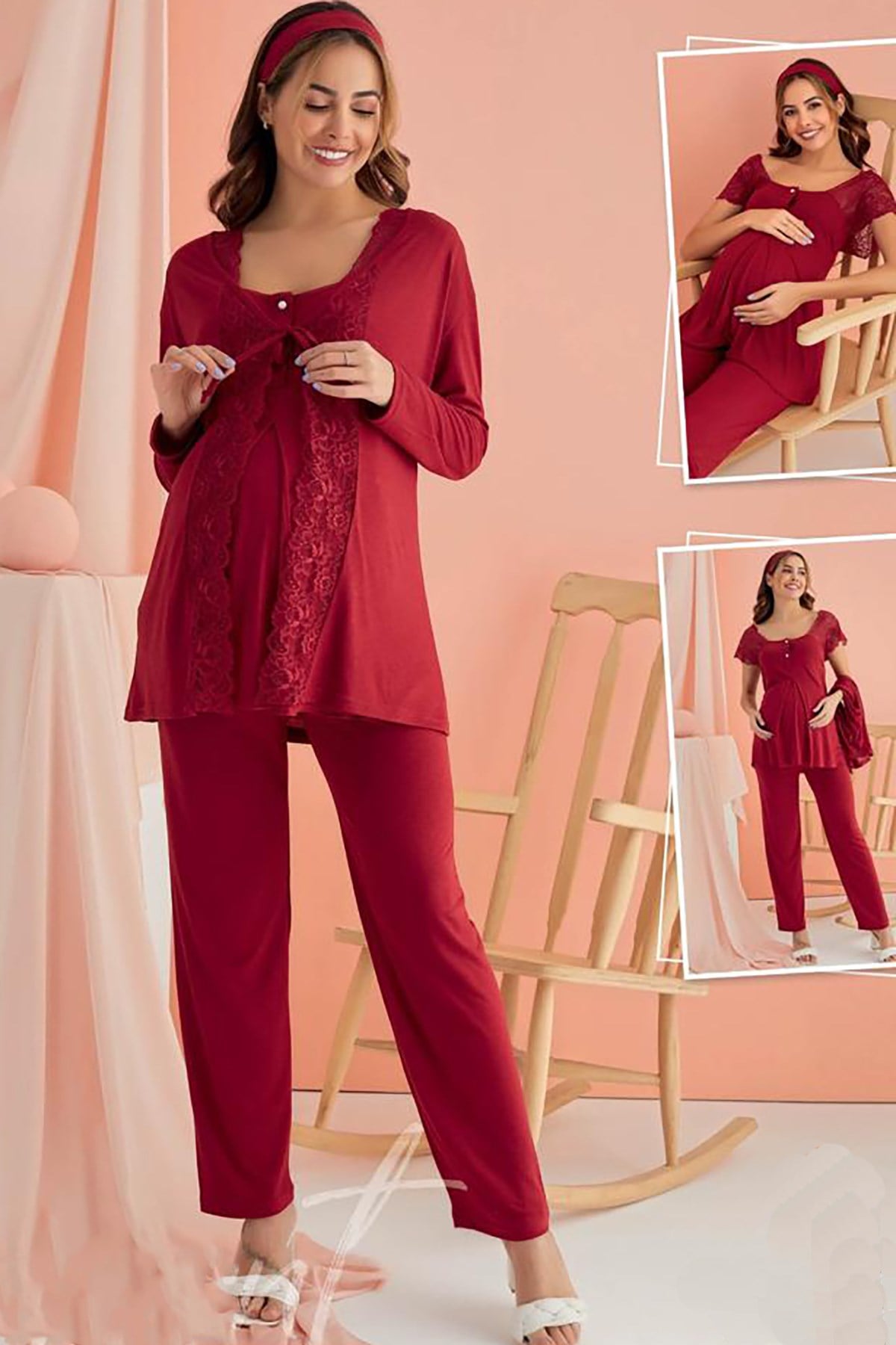 Polkan 36004  Mom Sabahlıklı Lohusa Pijama Takımı