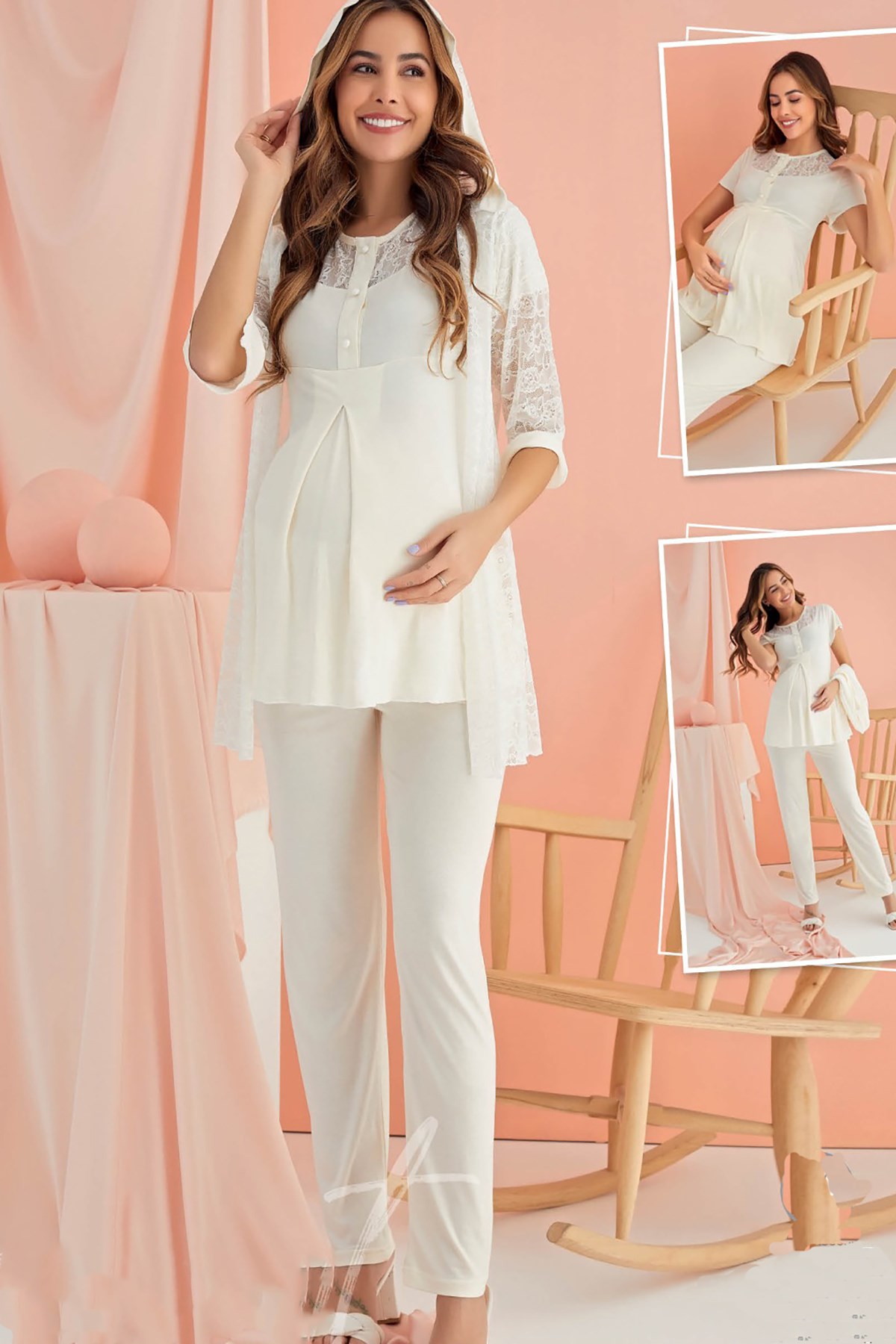 Polkan 36006 Mom Sabahlıklı Lohusa Pijama Takımı