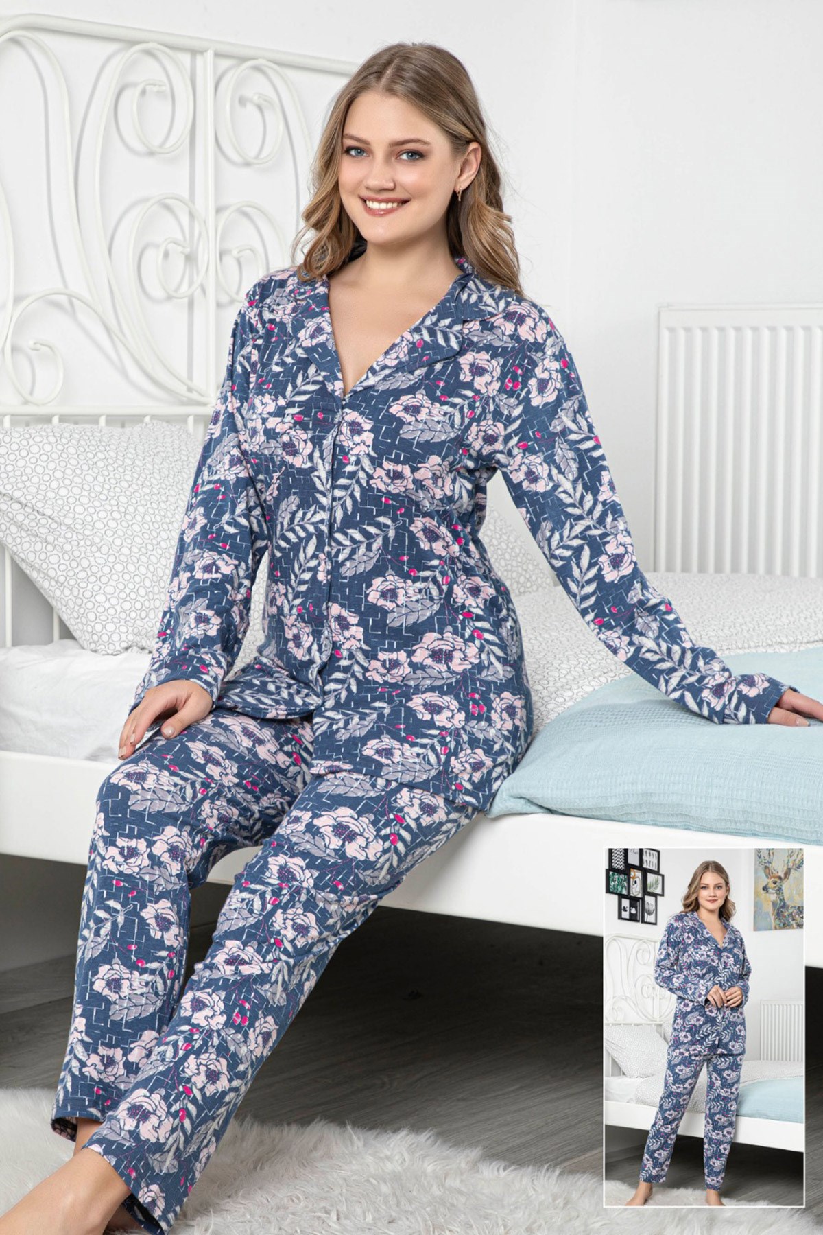 Proppy 2620 Likralı Önden Düğmeli Lohusa Pijama