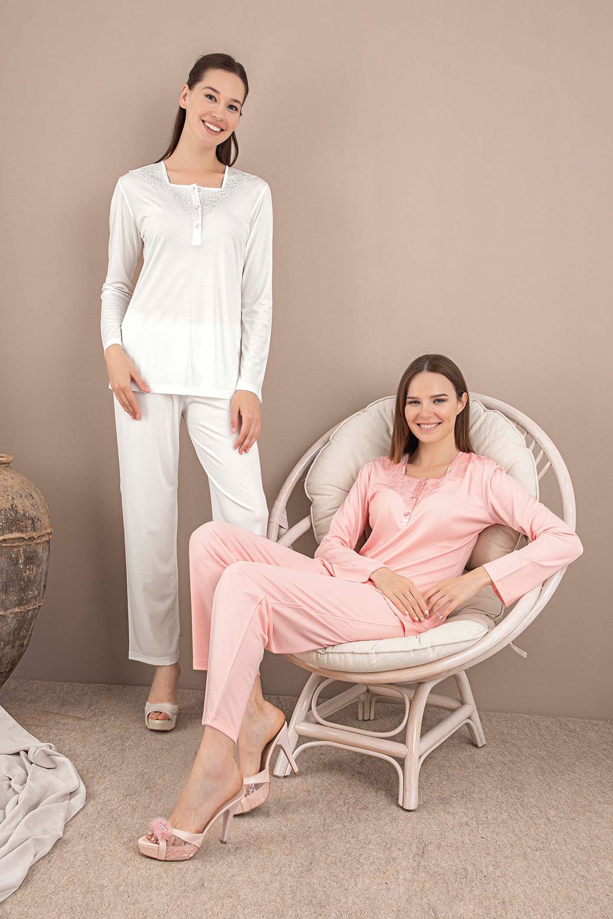 Rozalinda 134 Dantel Detaylı Lohusa Pijama Takımı