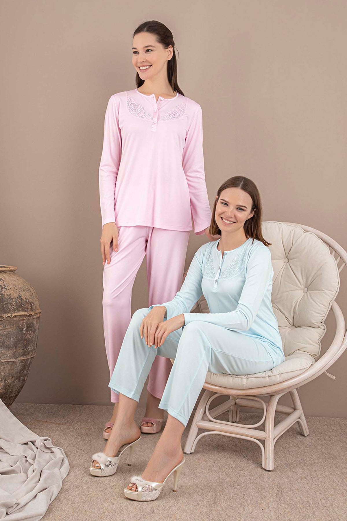 Rozalinda 137 Dantel Detaylı Lohusa Pijama Takımı