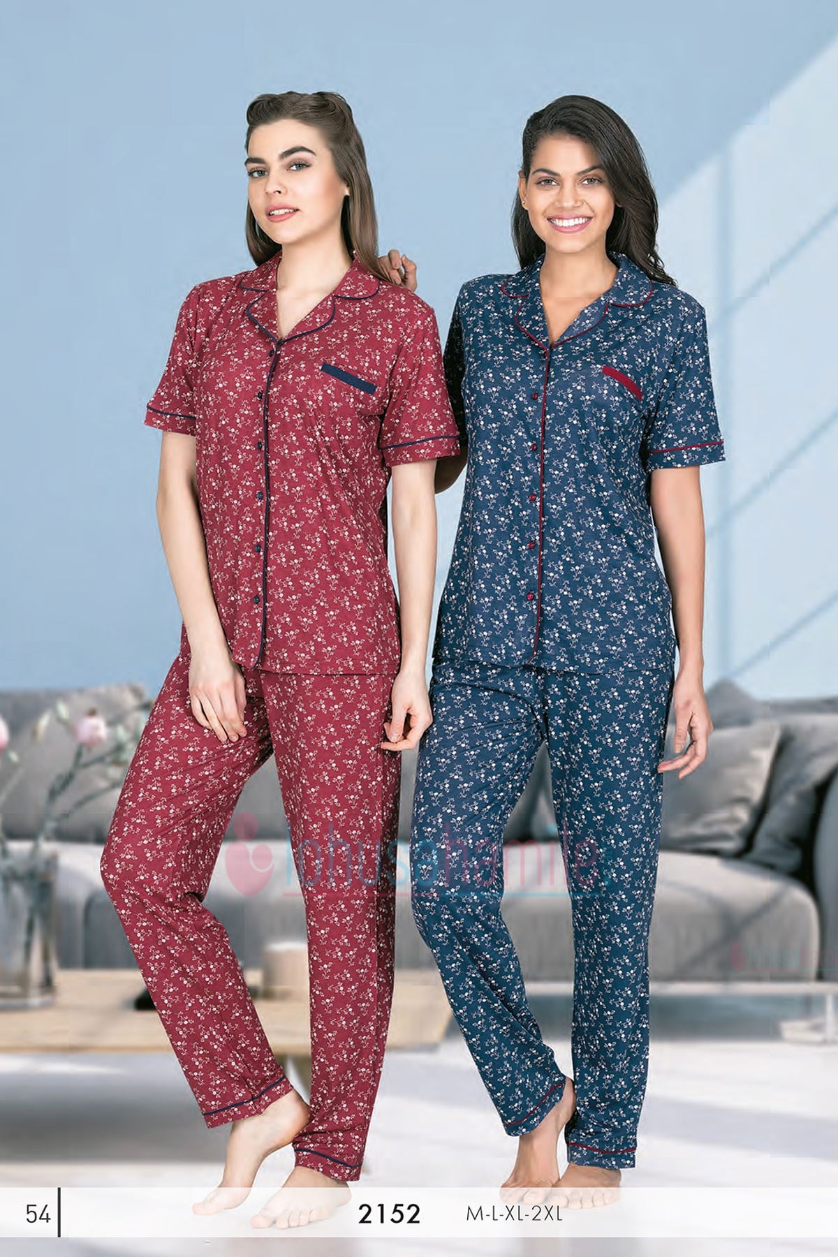 Rozalinda 2152 Önden Düğmeli Lohusa Pijama Takımı