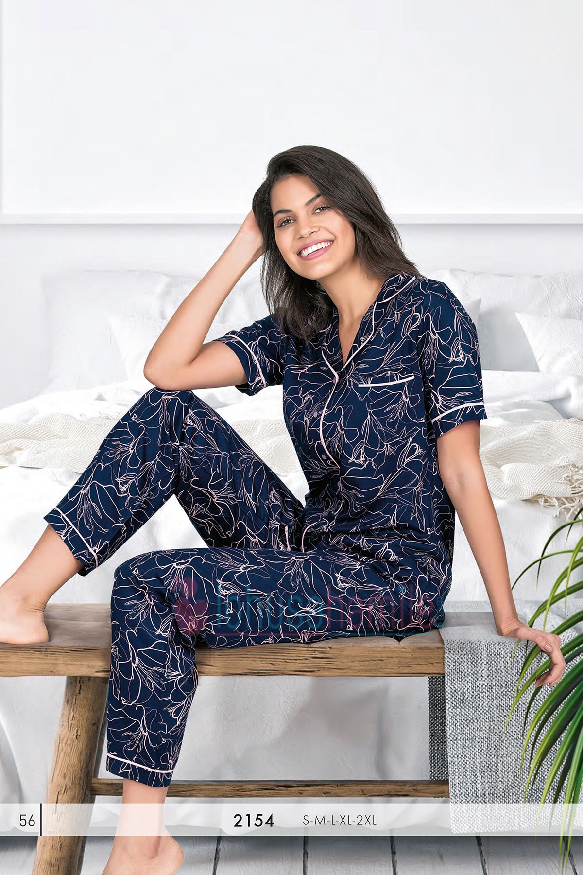 Rozalinda 2154 Önden Düğmeli Lohusa Pijama Takımı