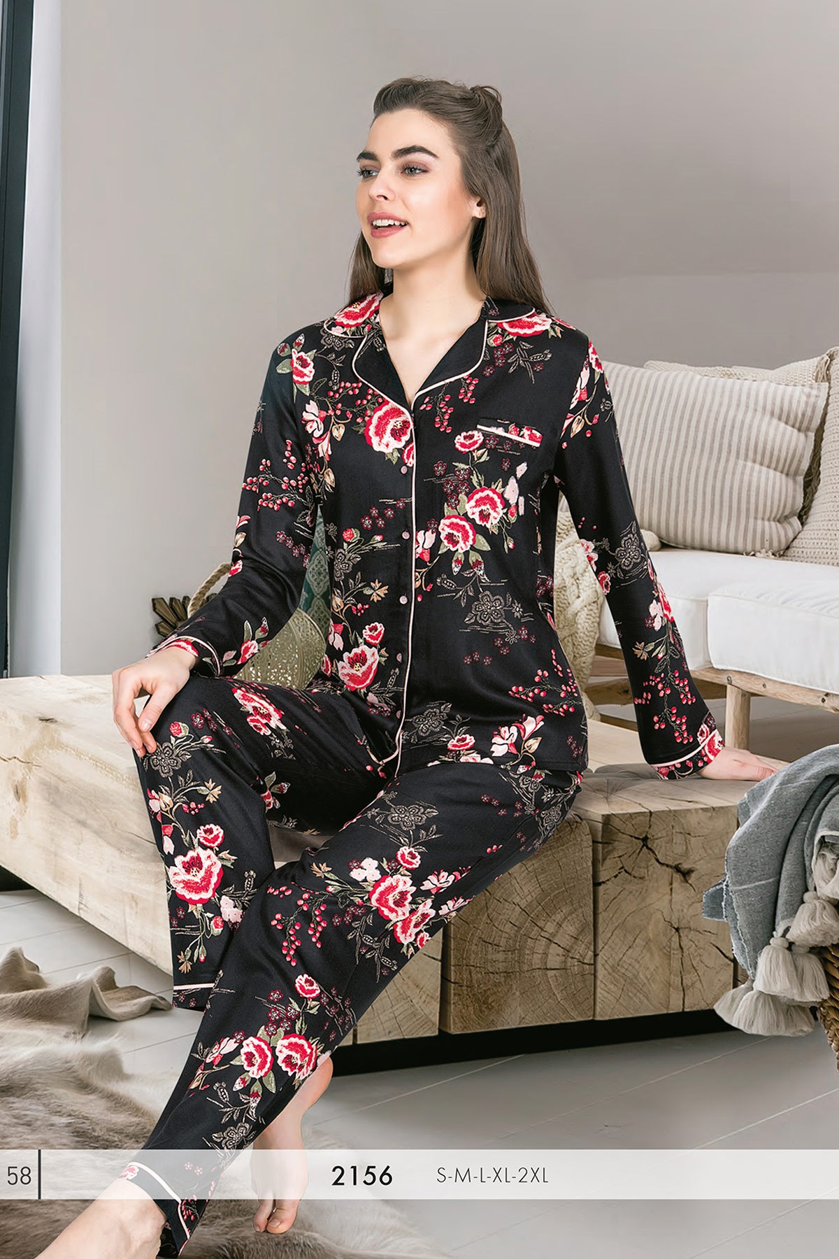 Rozalinda 2156 Önden Düğmeli Lohusa Pijama Takımı