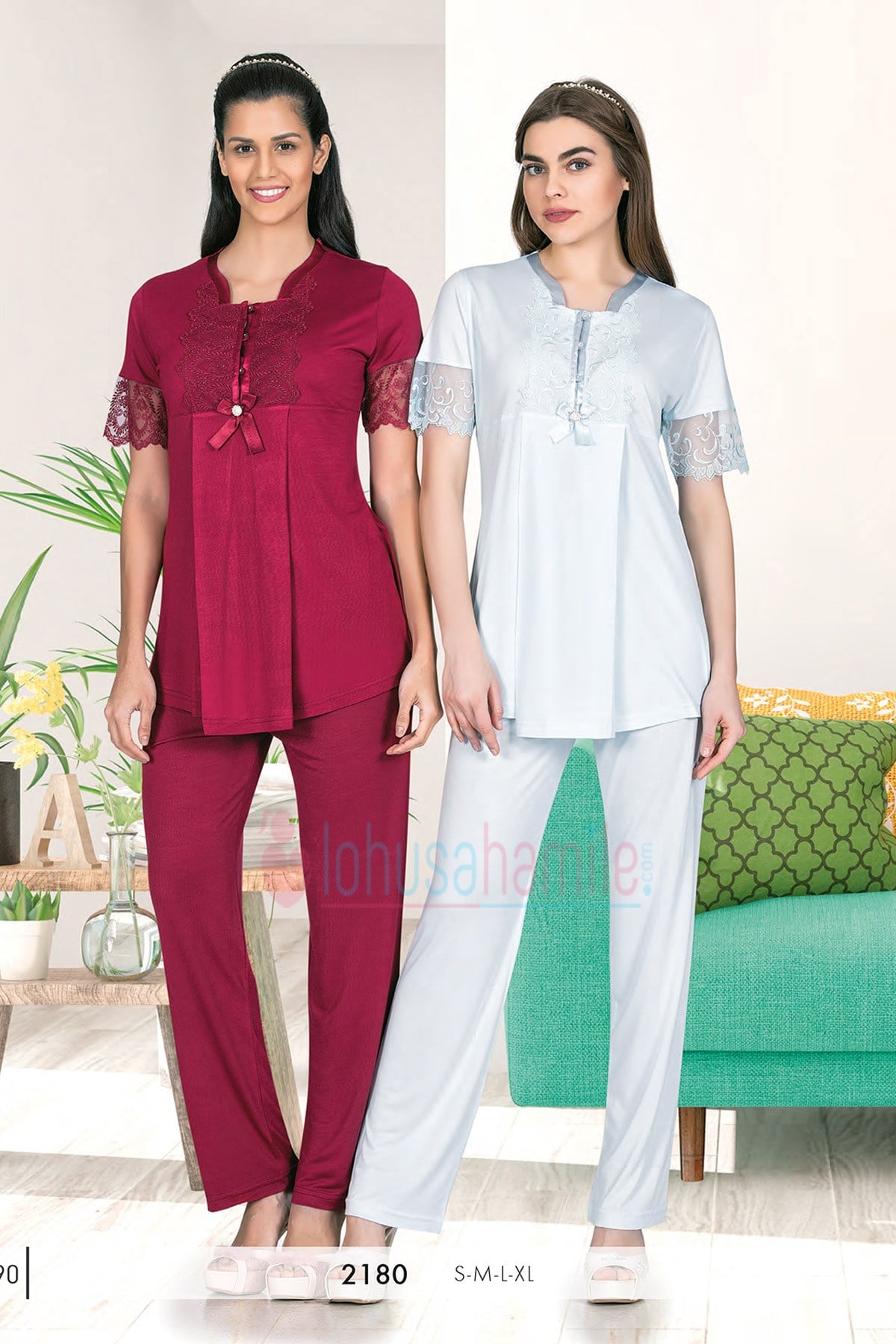 Rozalinda 2180 Dantel Detaylı Lohusa Pijama Takımı