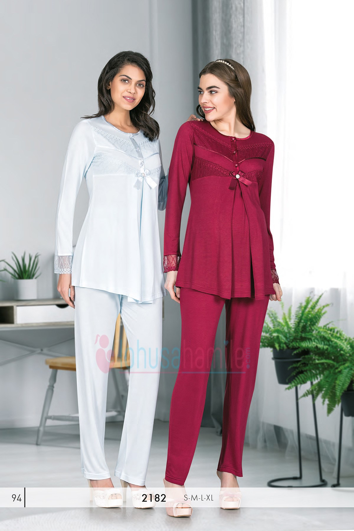 Rozalinda 2182 Dantel Detaylı Lohusa Pijama Takımı