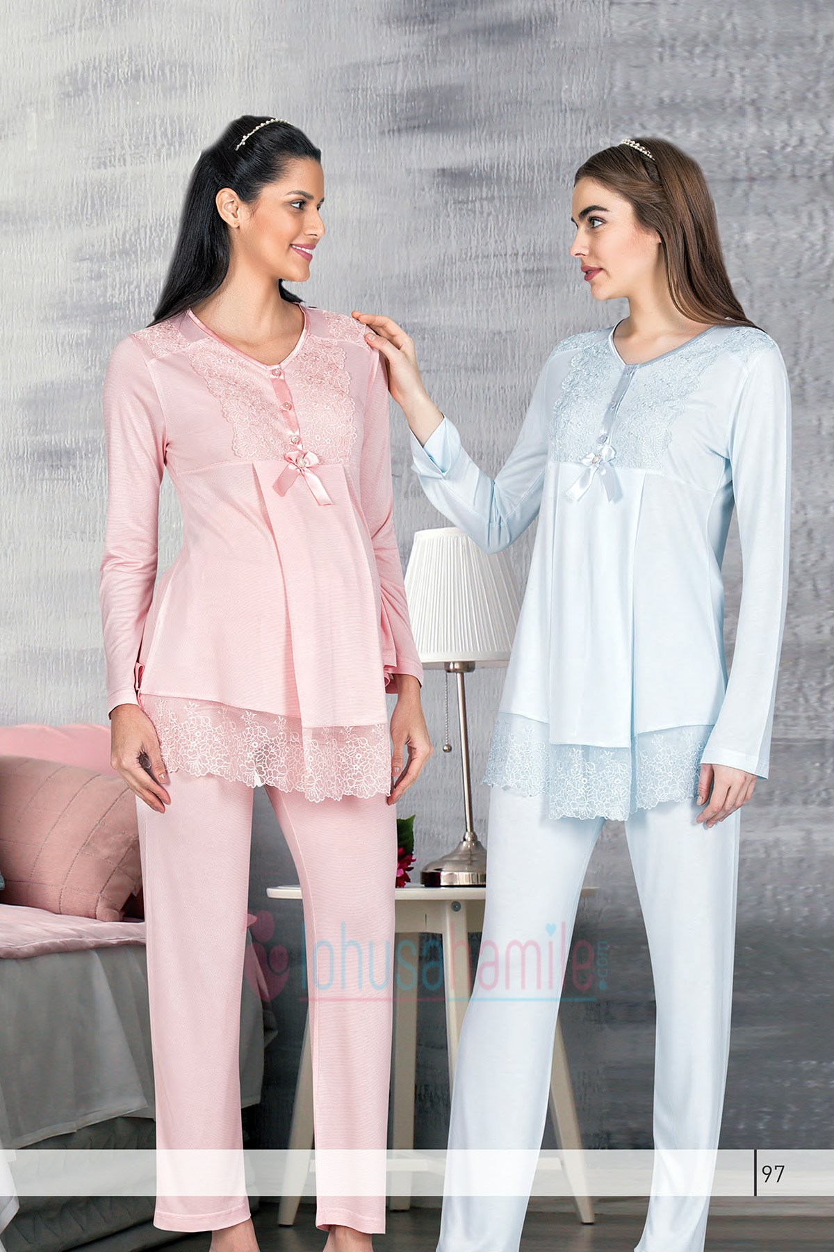 Rozalinda 2183mp Dantel Detaylı Lohusa Pijama Takımı