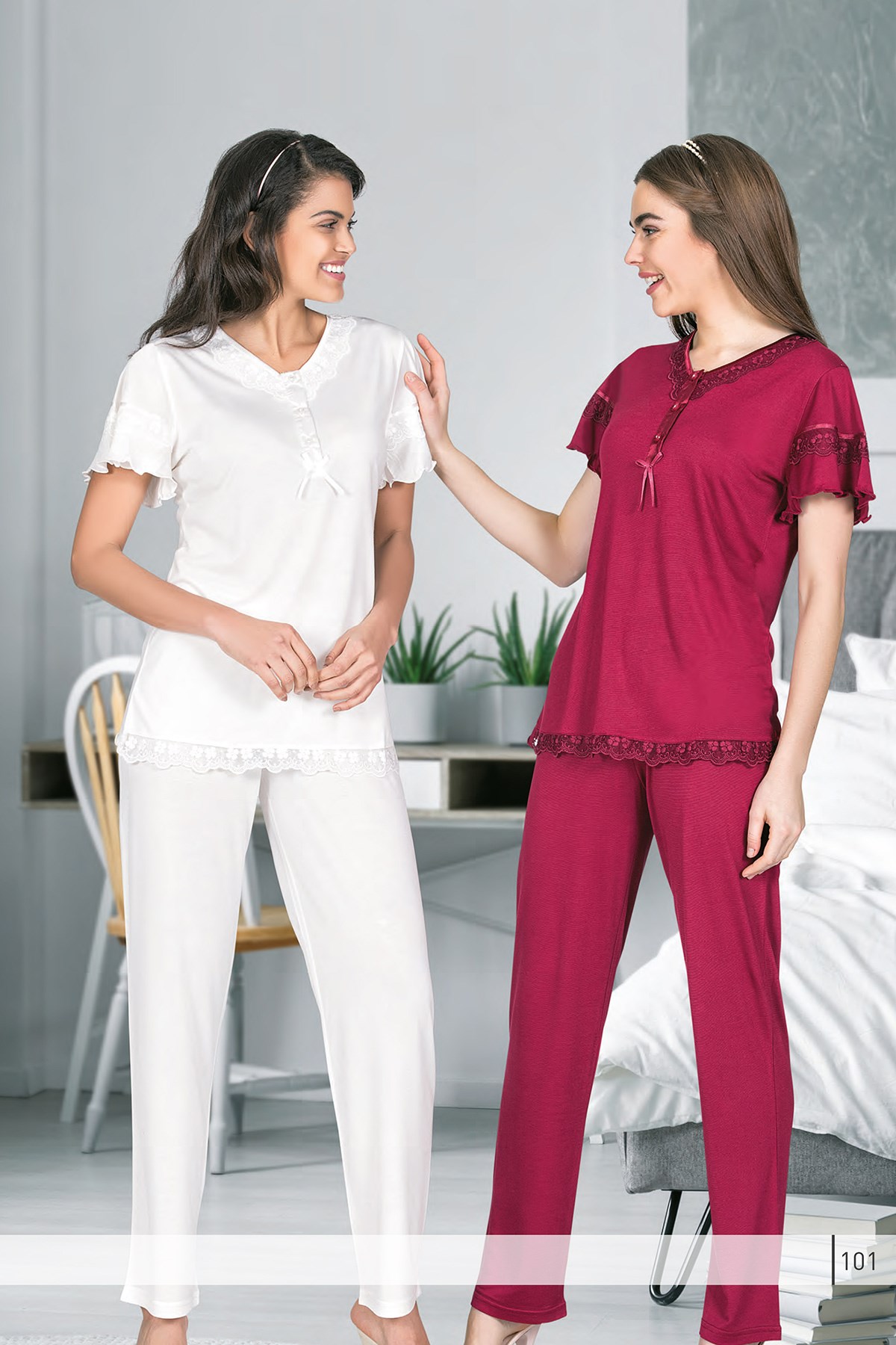 Rozalinda 2185eb Dantel Detaylı Lohusa Pijama Takımı