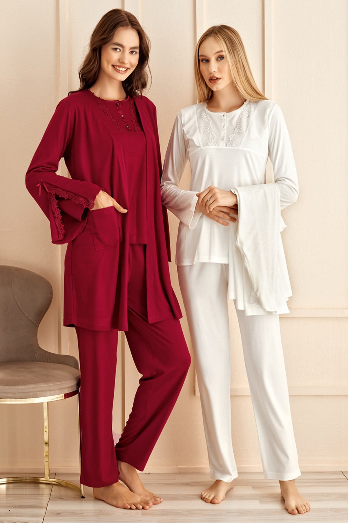 Rozalinda 2634 Sabahlıklı  Lohusa Pijama Takımı