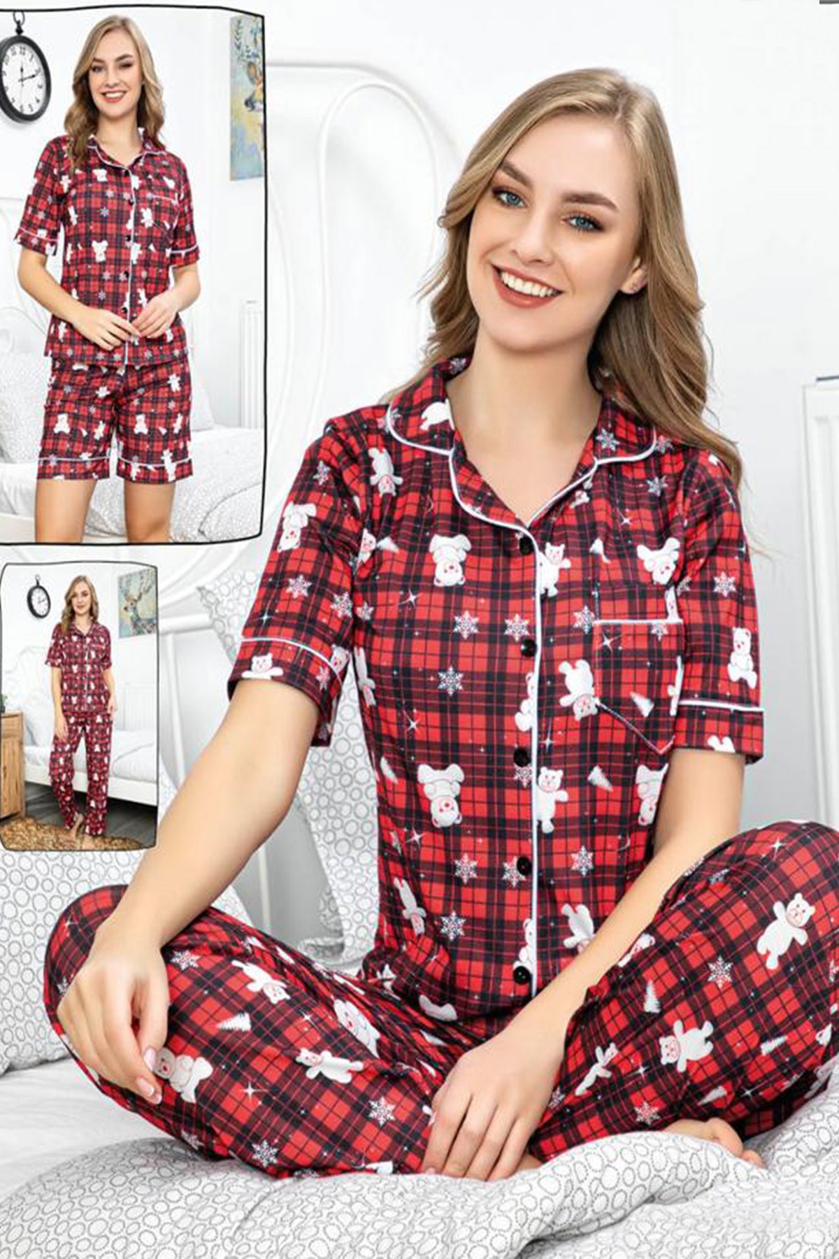 Rumor 34073 Önden Düğmeli Lohusa Pijama ve Şortlu Set