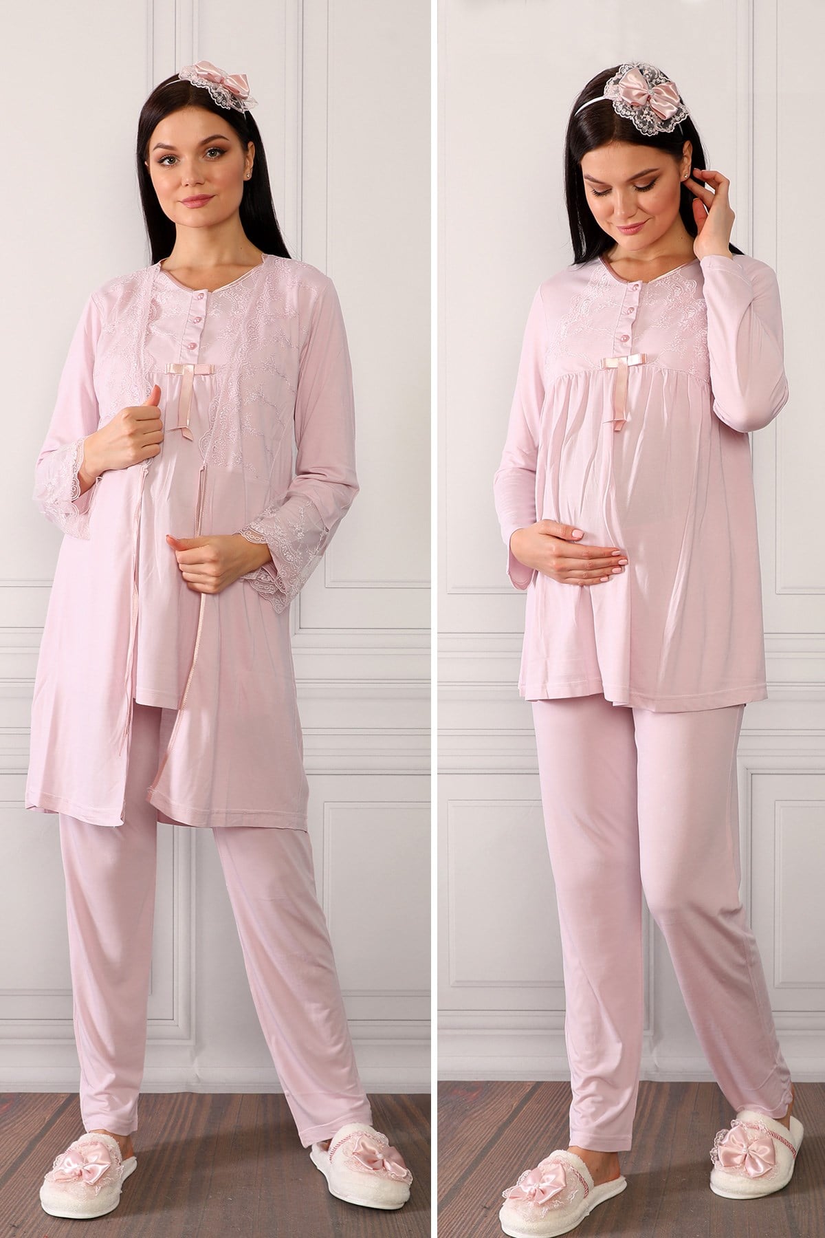 Senyora 1237 Pudra Sabahlıklı Lohusa Pijama