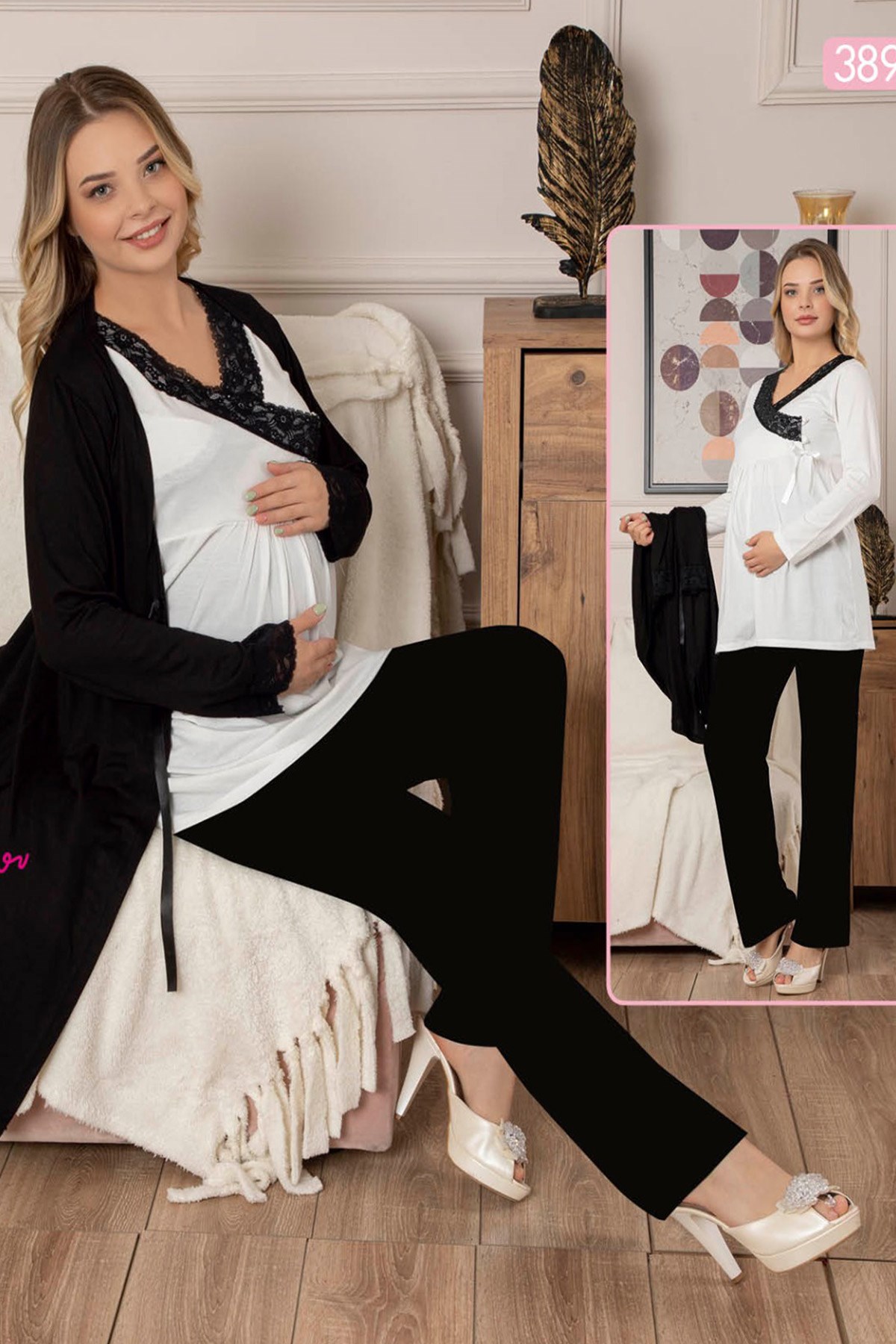 Sindirella 38928 Sabahlıklı Lohusa Pijama Takımı