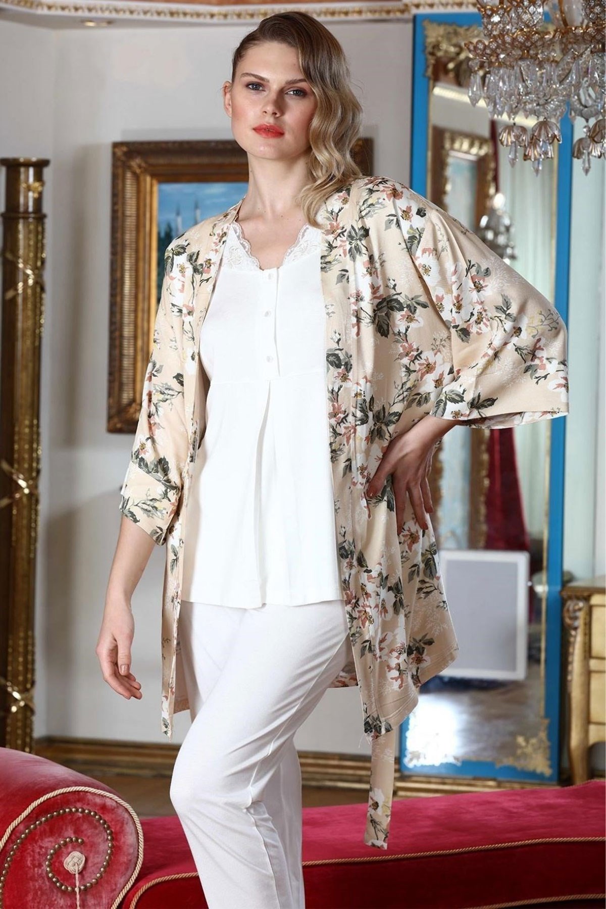 Tuba 21503 Sabahlıklı Lohusa Pijama Takımı