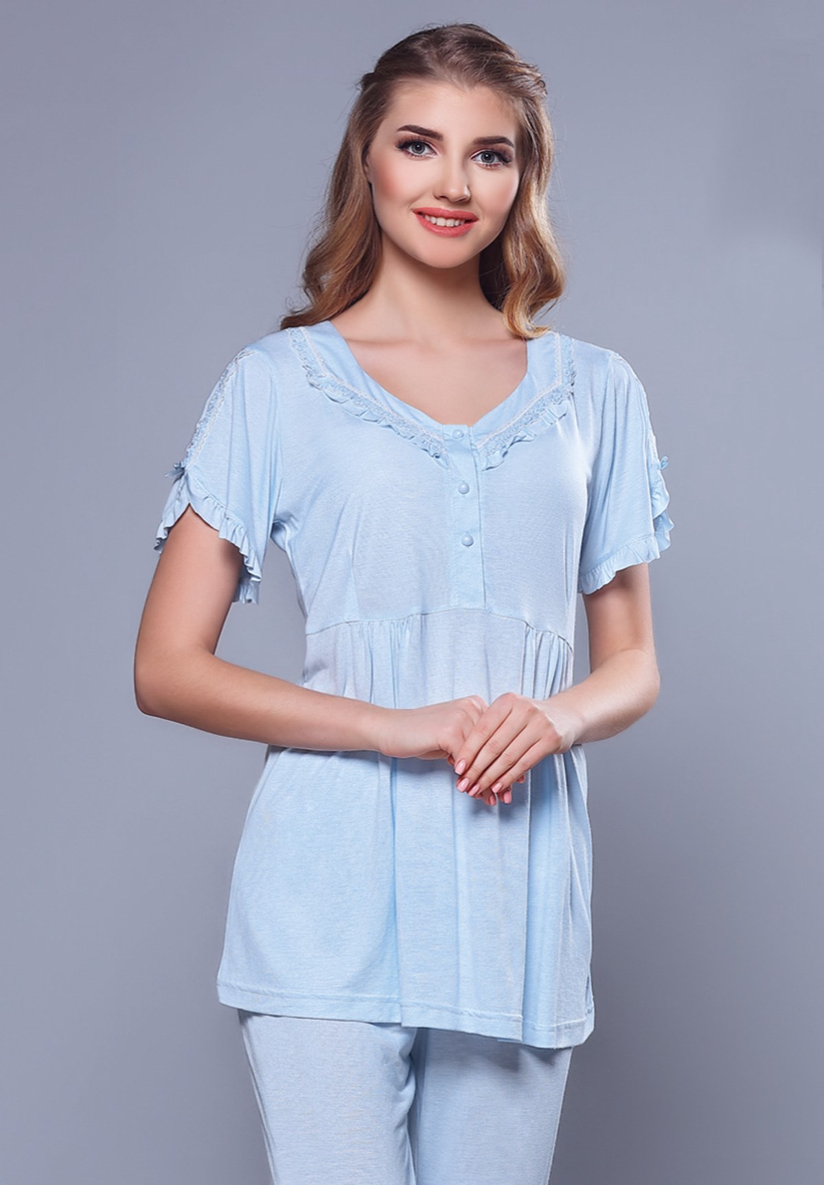 Tuba 9220 Düğmeli Lohusa Pijama TakımI