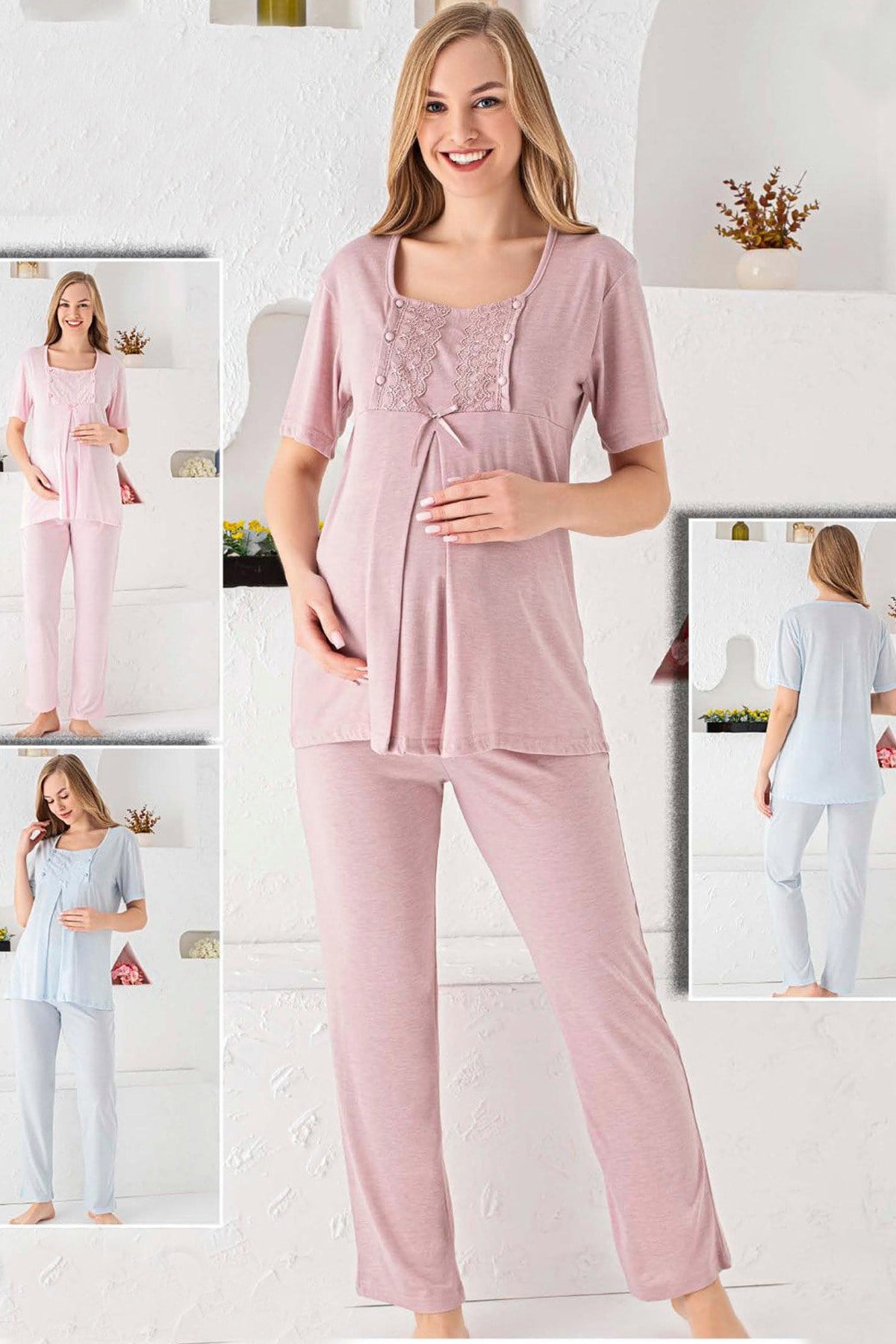 Zmt Collection 10300 Dantel Detaylı Lohusa Pijama Takımı