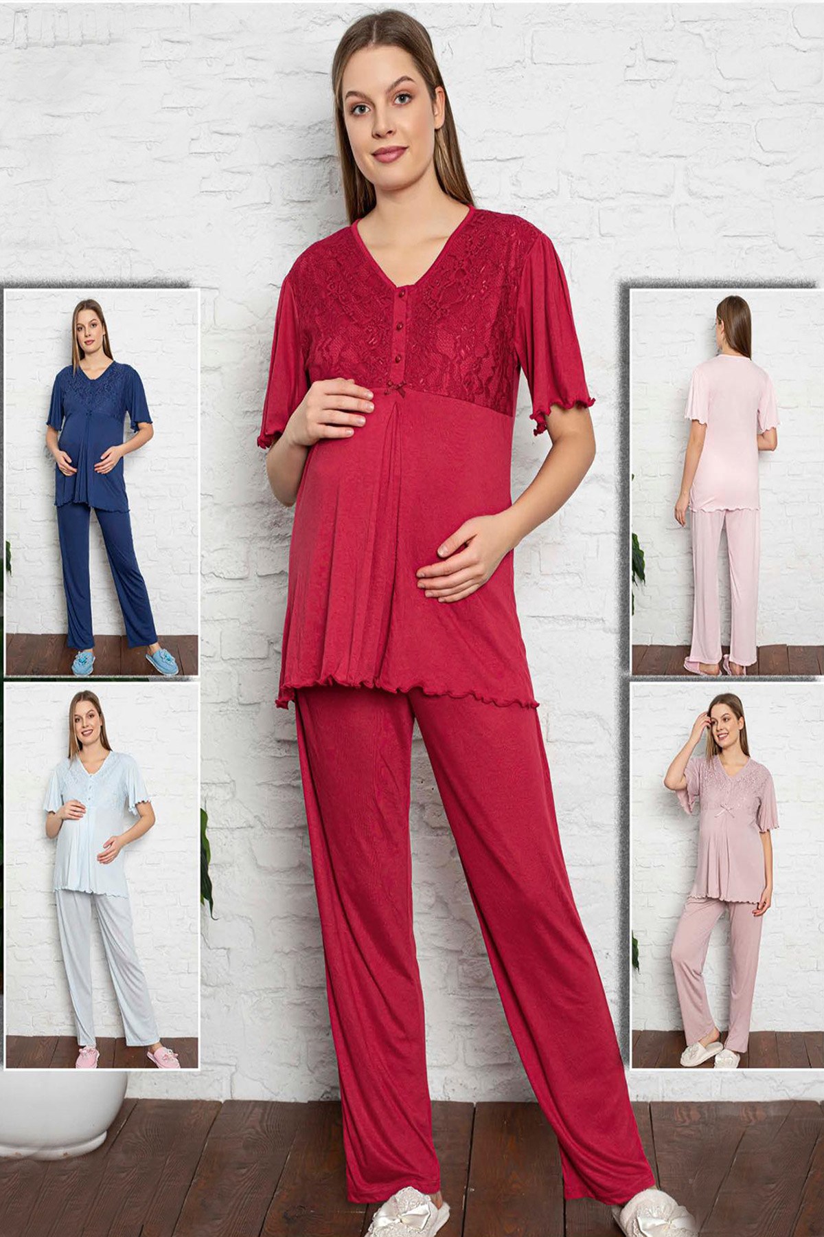 Zmt Collection 10410 Dantel Detaylı Lohusa Pijama Takımı