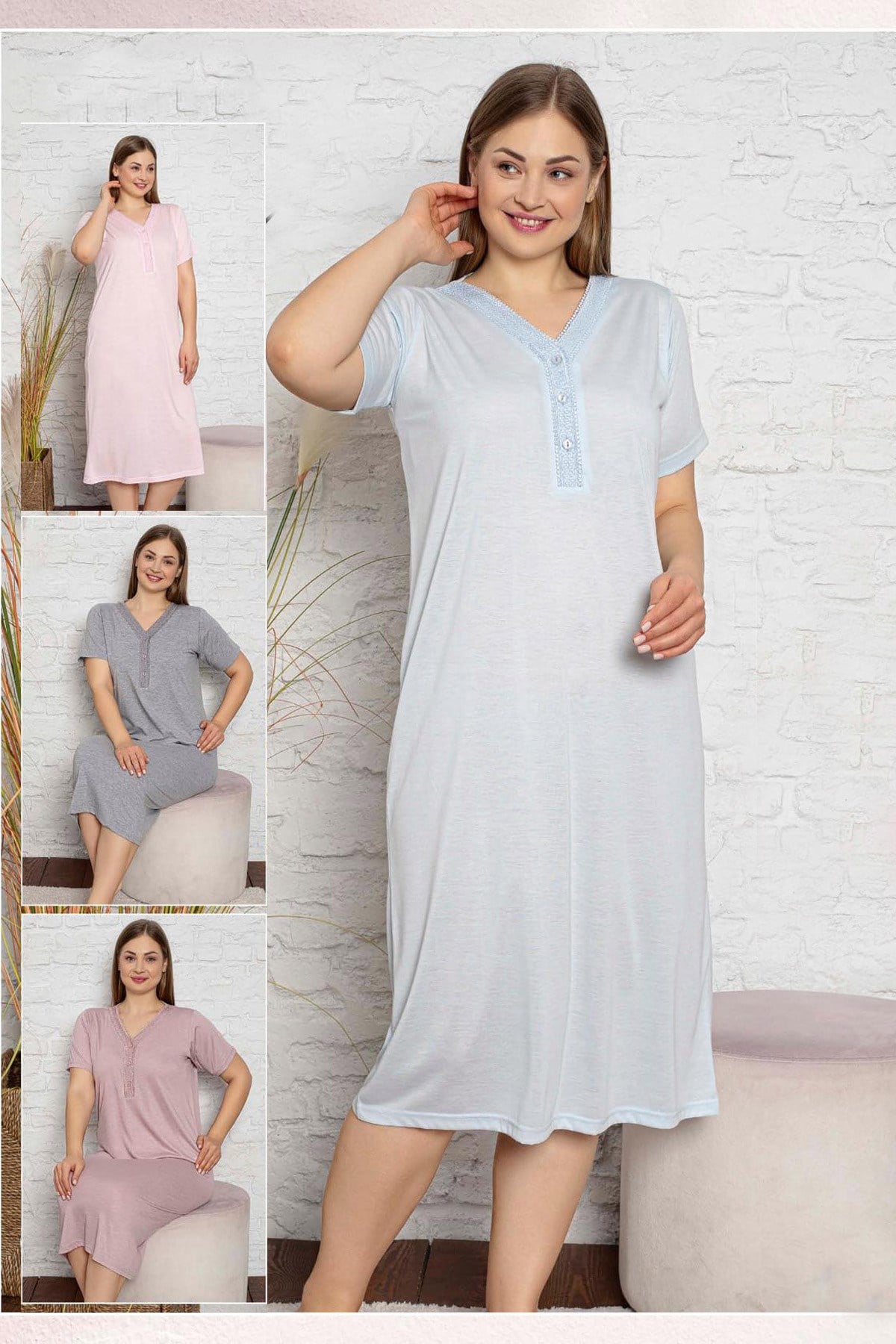 Zmt Collection 11011 Dantel Detaylı Lohusa Gecelik